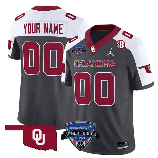 Custom Oklahoma Sooners 2025 Armed Forces Bowl Patch Vapor Limited Jersey - All Stitched