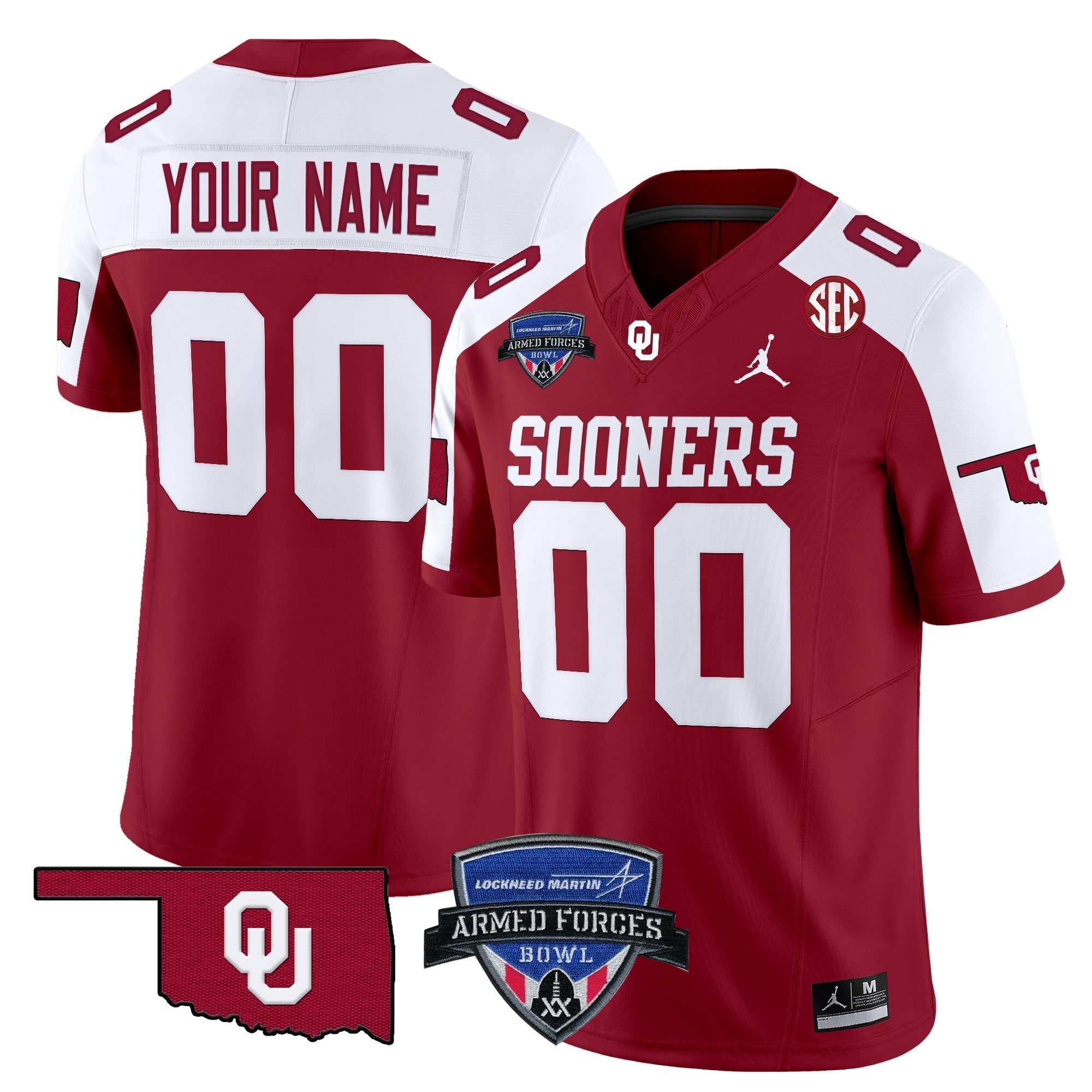 Custom Oklahoma Sooners 2025 Armed Forces Bowl Patch Vapor Limited Jersey - All Stitched