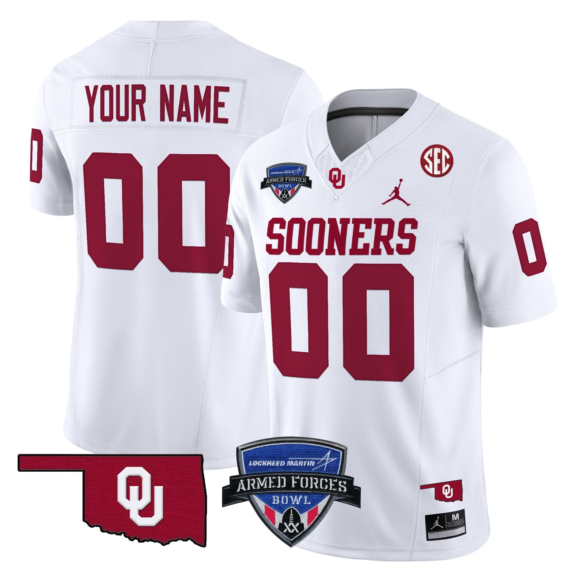 Custom Oklahoma Sooners 2025 Armed Forces Bowl Patch Vapor Limited Jersey - All Stitched