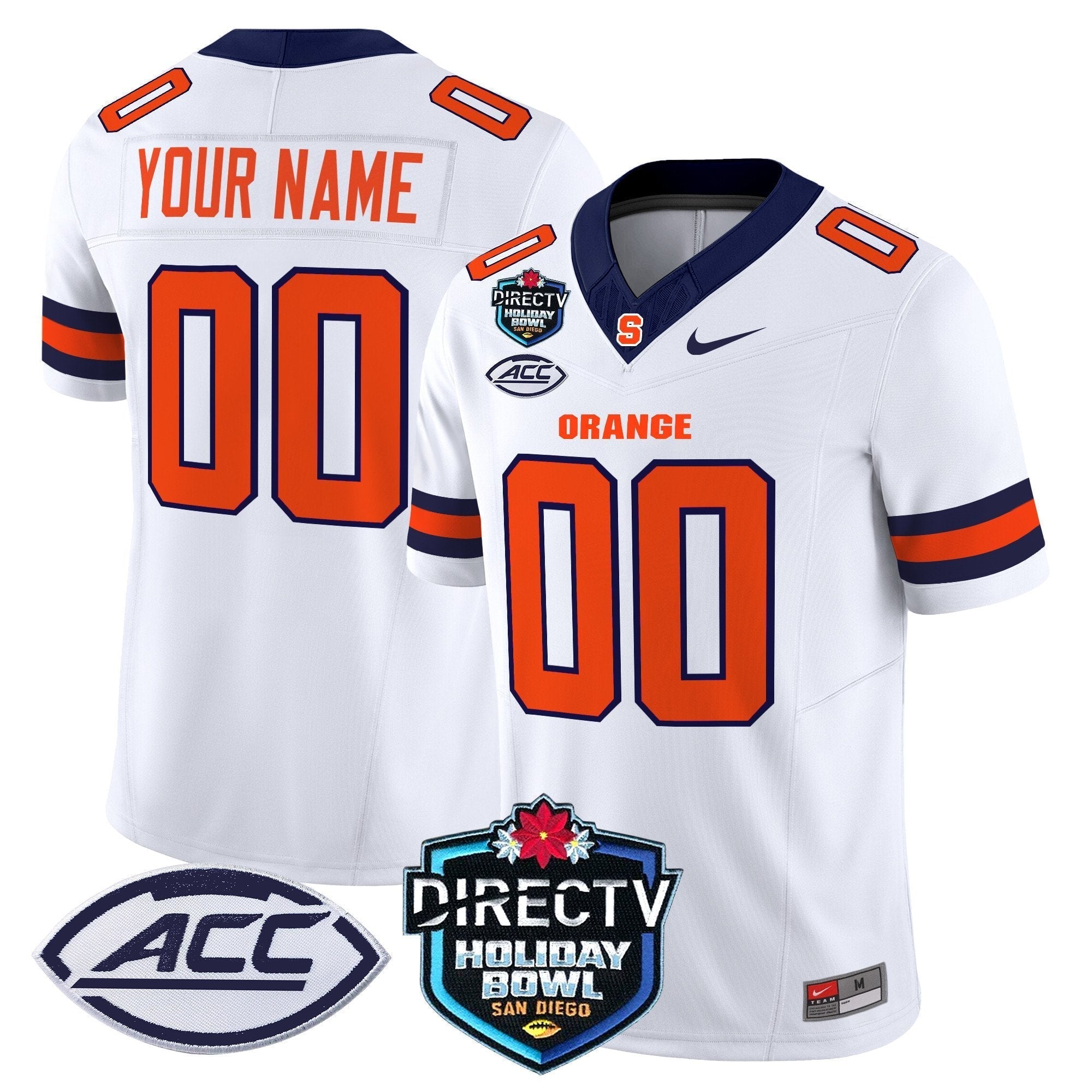 Custom Syracuse Orange 2025 Holiday Bowl Patch Vapor Limited Jersey - All Stitched