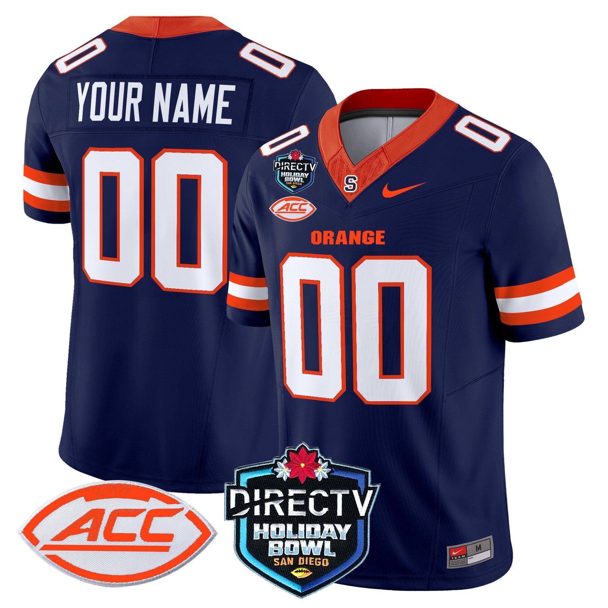 Custom Syracuse Orange 2025 Holiday Bowl Patch Vapor Limited Jersey - All Stitched