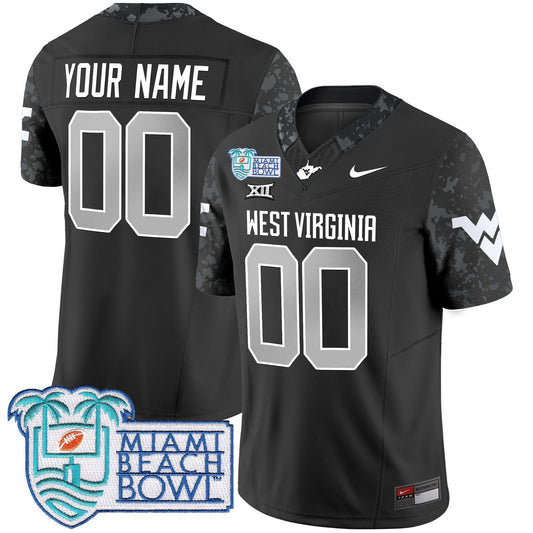 Custom West Virginia Mountaineers 2025 Miami Beach Bowl Patch Vapor Limited Jersey - All Stitched