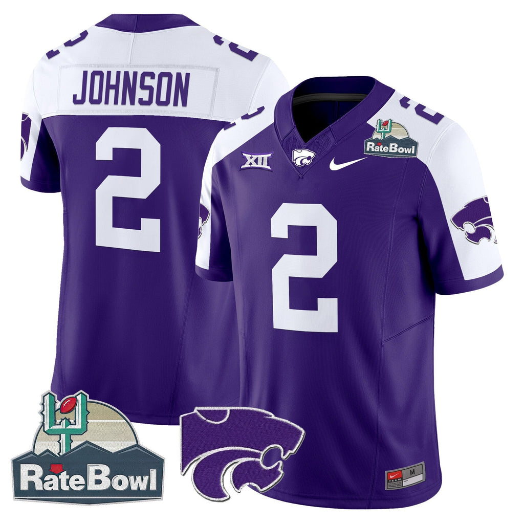 Men Kansas State Wildcats 2025 Rate Bowl Patch Vapor Limited Jersey - All Stitched