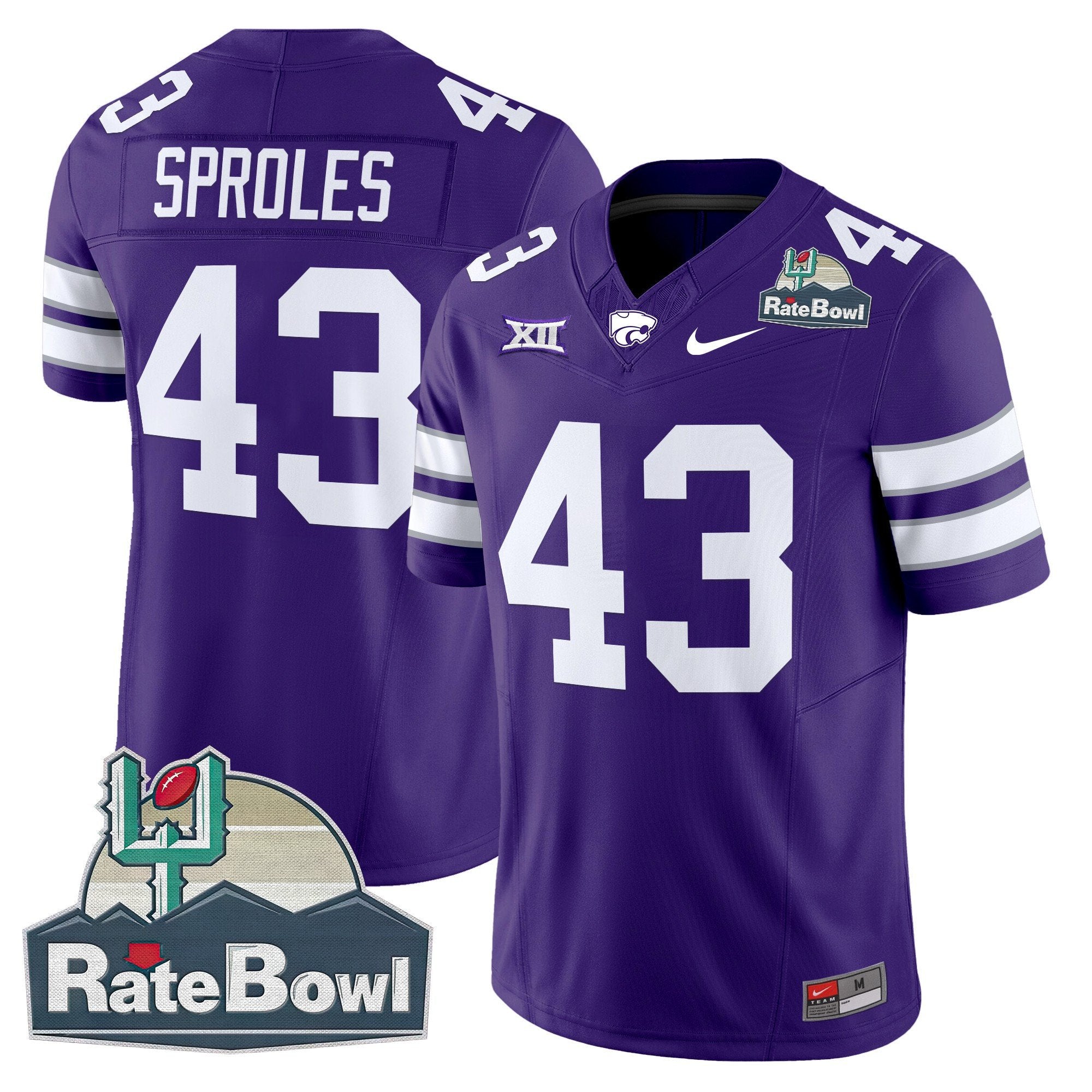Men Kansas State Wildcats 2025 Rate Bowl Patch Vapor Limited Jersey - All Stitched