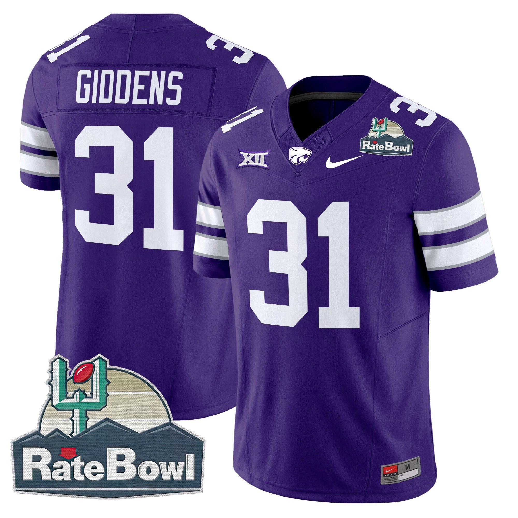 Men Kansas State Wildcats 2025 Rate Bowl Patch Vapor Limited Jersey - All Stitched