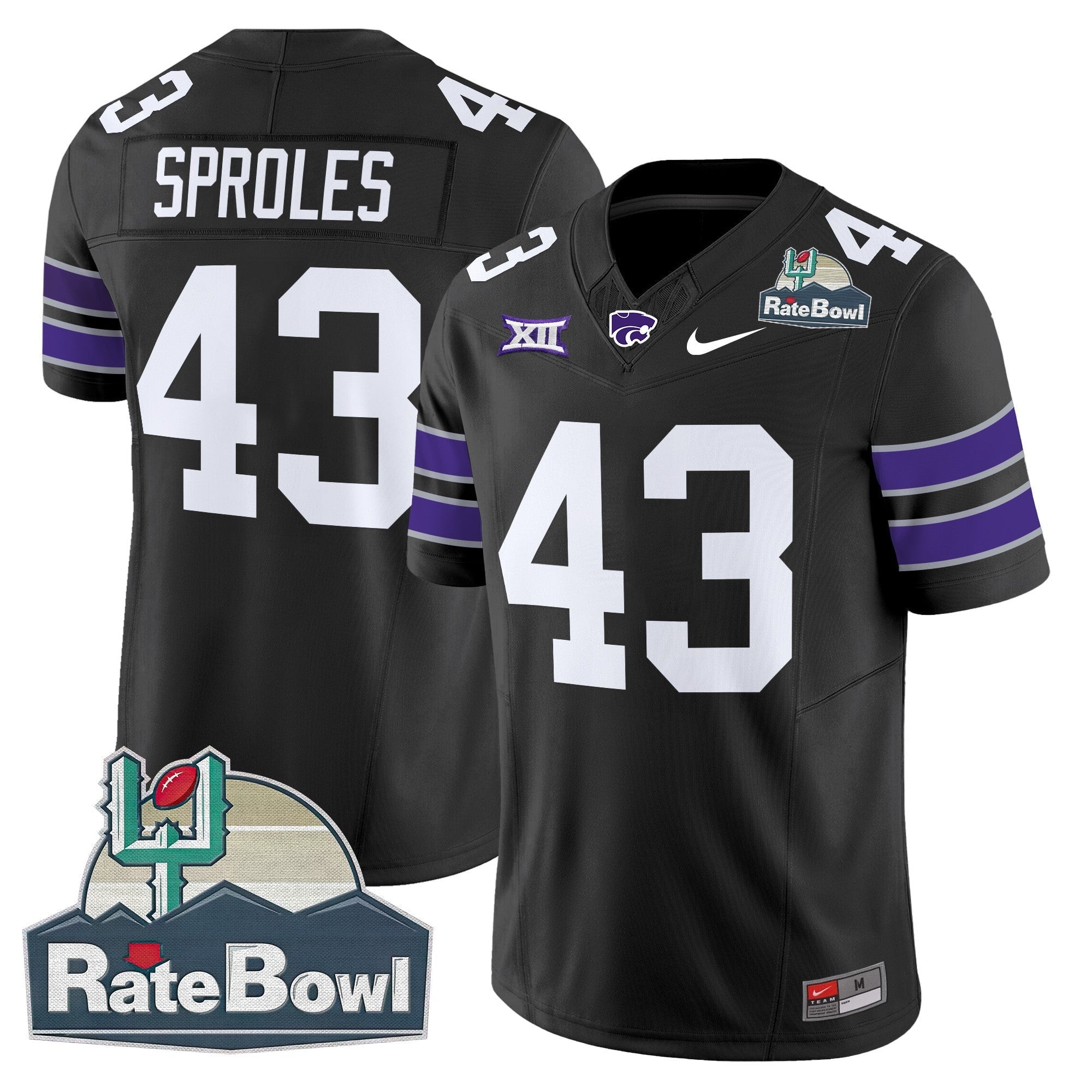 Men Kansas State Wildcats 2025 Rate Bowl Patch Vapor Limited Jersey - All Stitched