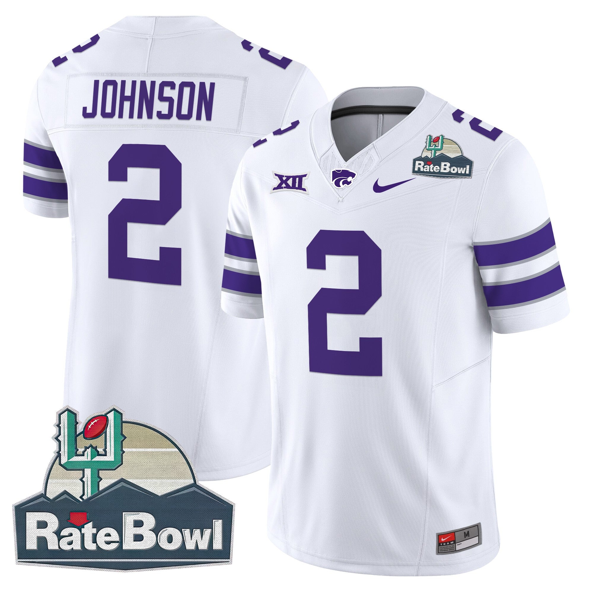 Men Kansas State Wildcats 2025 Rate Bowl Patch Vapor Limited Jersey - All Stitched