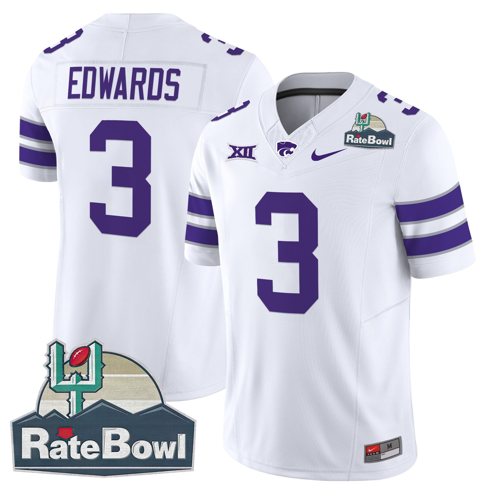 Men Kansas State Wildcats 2025 Rate Bowl Patch Vapor Limited Jersey - All Stitched