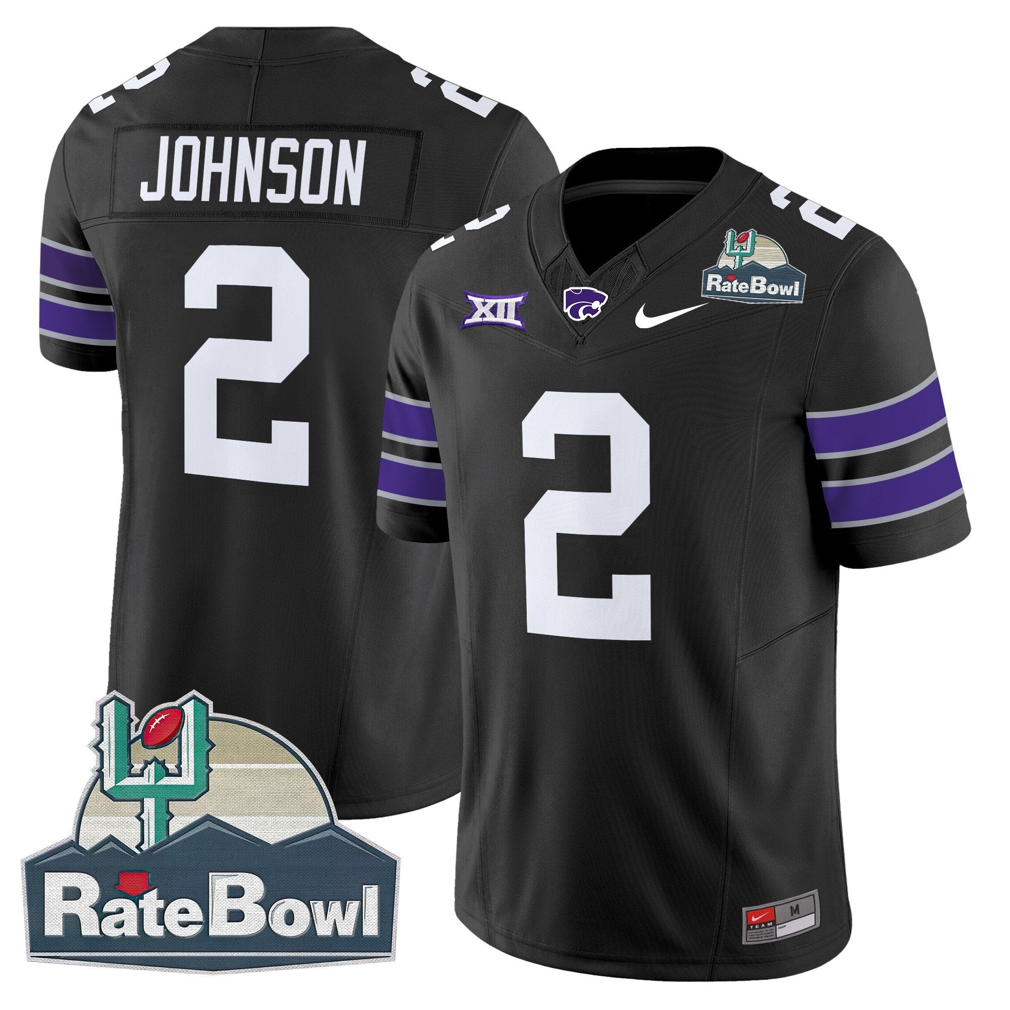 Men Kansas State Wildcats 2025 Rate Bowl Patch Vapor Limited Jersey - All Stitched