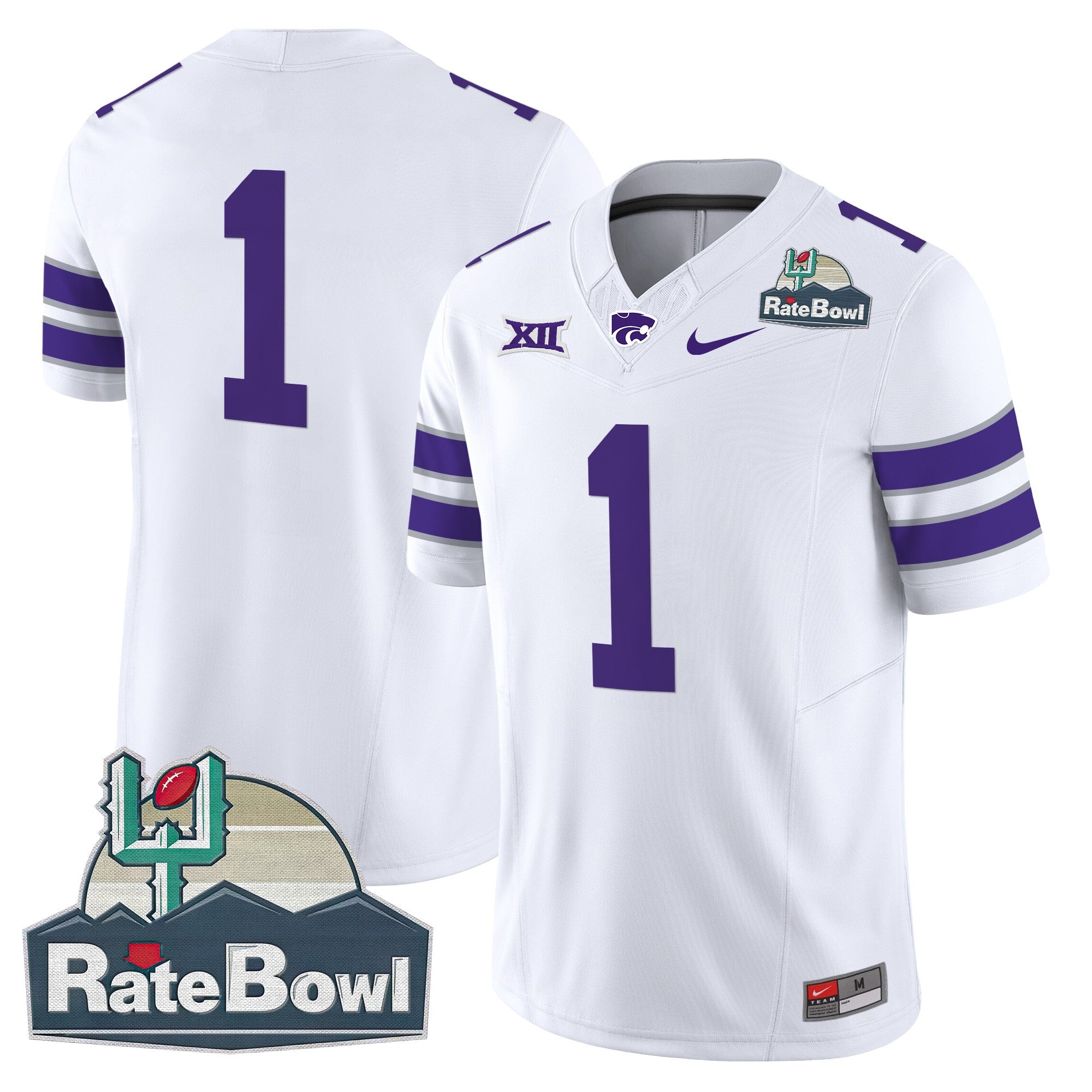 Men Kansas State Wildcats 2025 Rate Bowl Patch Vapor Limited Jersey - All Stitched