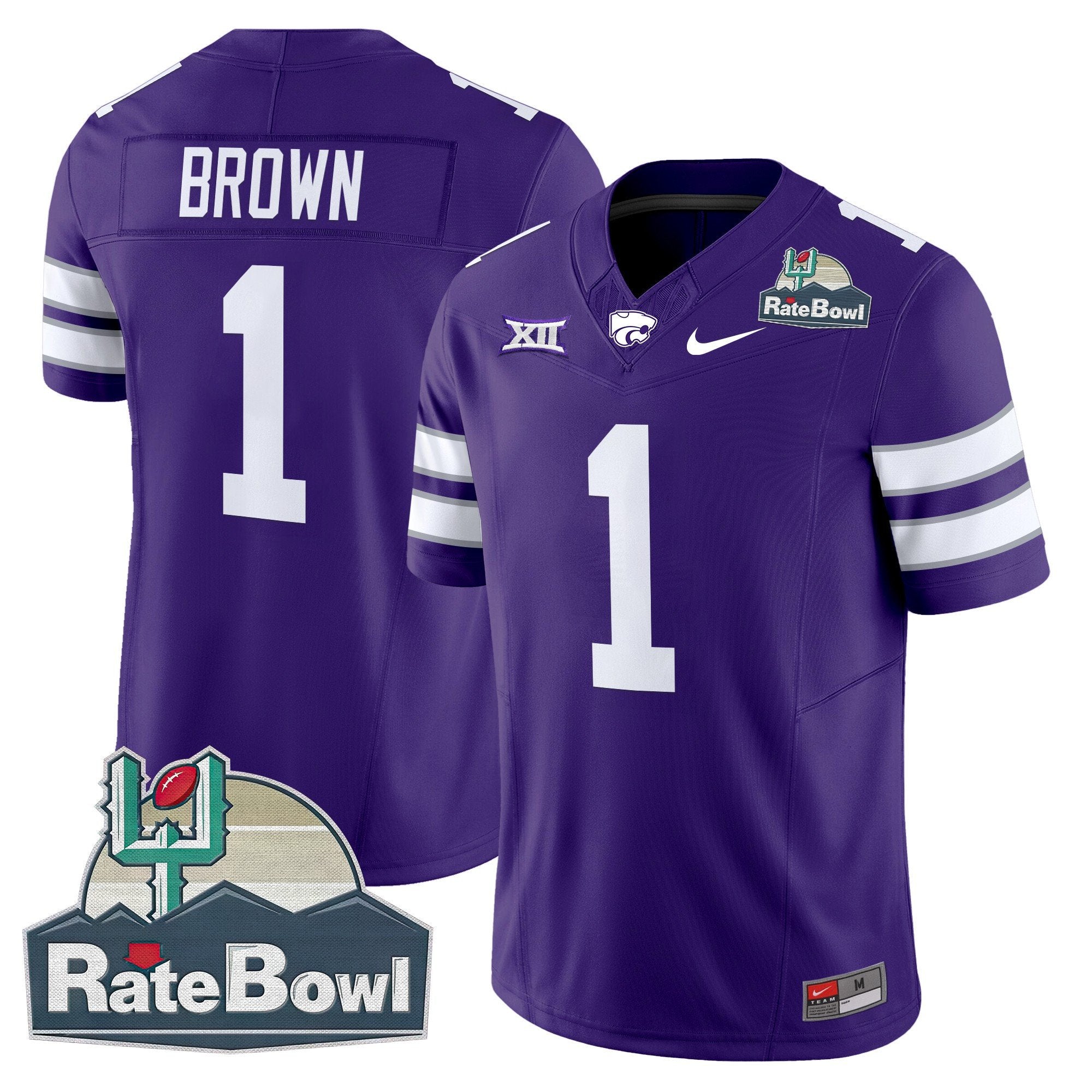 Men Kansas State Wildcats 2025 Rate Bowl Patch Vapor Limited Jersey - All Stitched