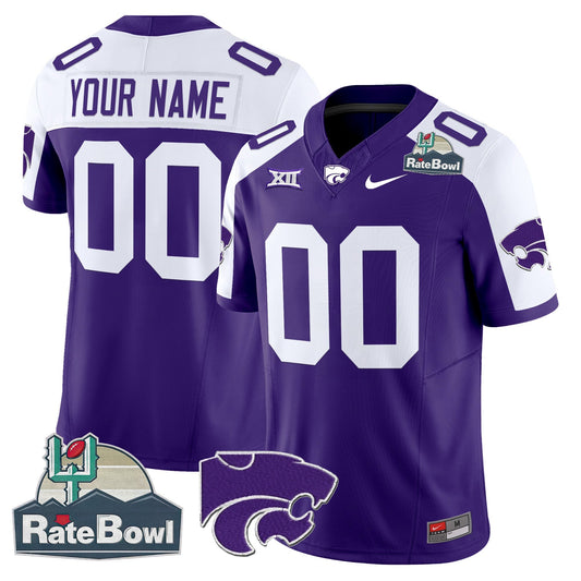 Custom Kansas State Wildcats 2025 Rate Bowl Patch Vapor Limited Jersey - All Stitched