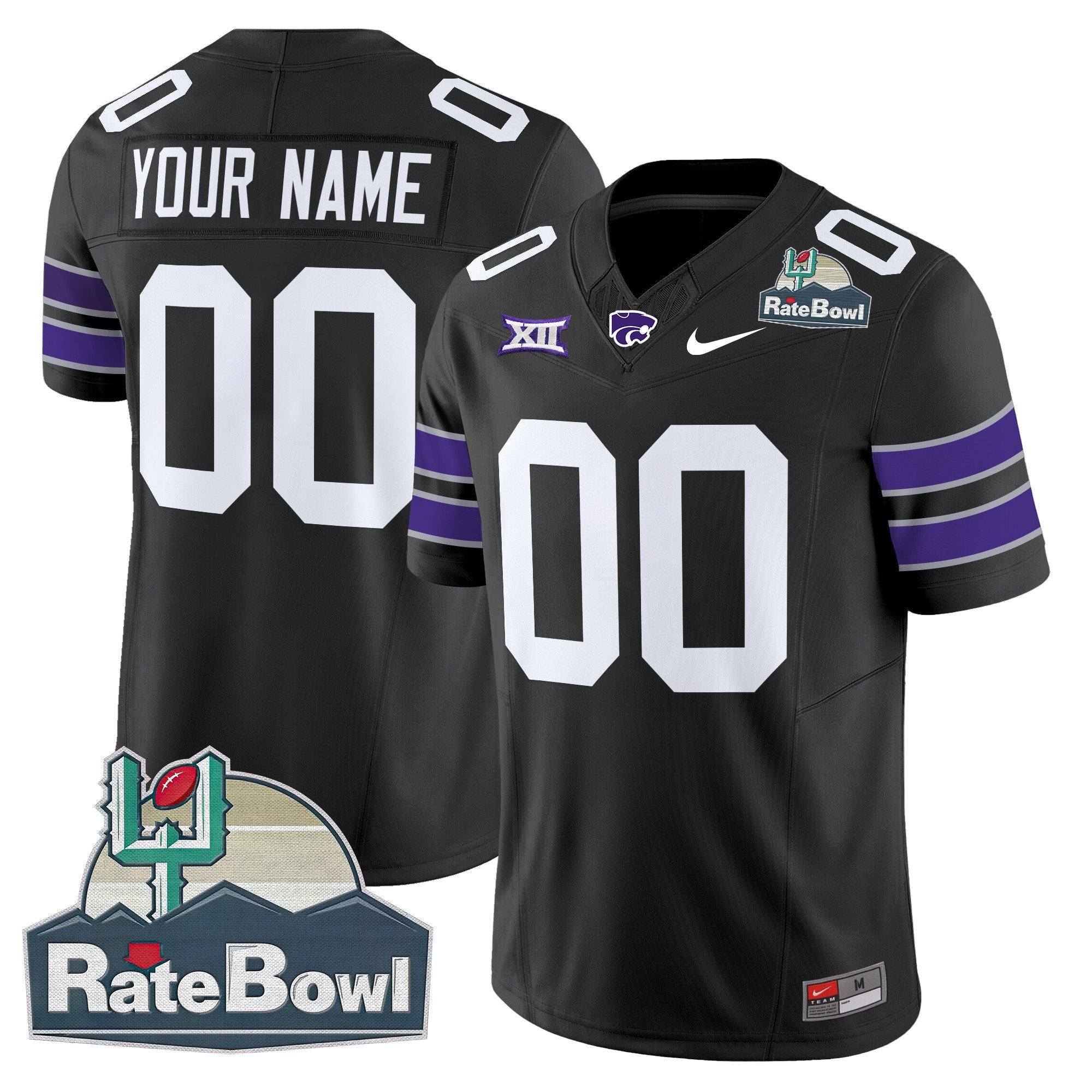 Custom Kansas State Wildcats 2025 Rate Bowl Patch Vapor Limited Jersey - All Stitched