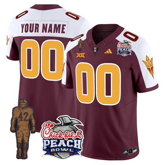 Custom Sun Devils Pat Tillman & Peach Bowl Patch Vapor Limited Jersey - All Stitched