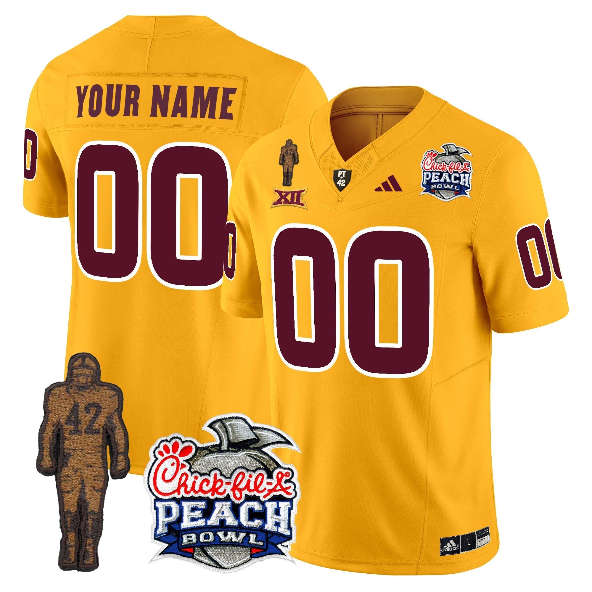 Custom Sun Devils Pat Tillman & Peach Bowl Patch Vapor Limited Jersey - All Stitched