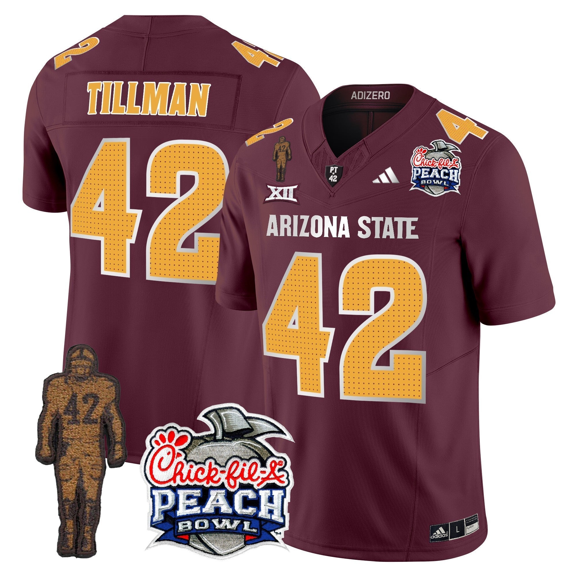 Men Sun Devils Pat Tillman & Peach Bowl Patch Vapor Limited Jersey V2 - All Stitched