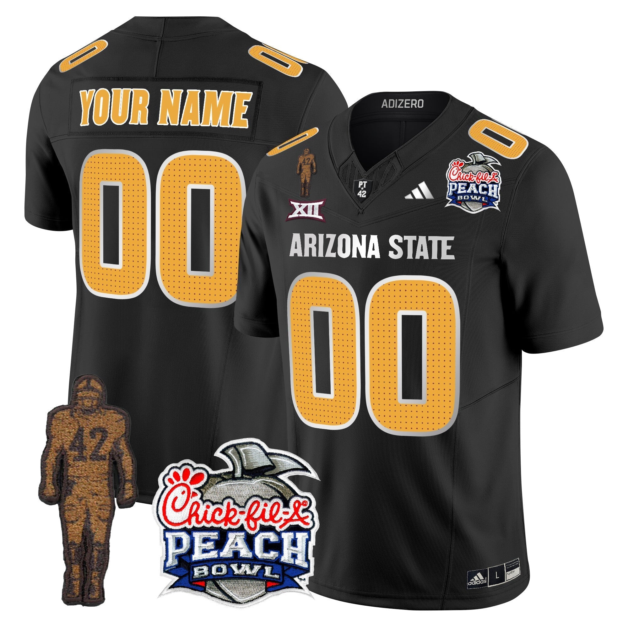 Custom Sun Devils Pat Tillman & Peach Bowl Patch Vapor Limited Jersey V2 - All Stitched