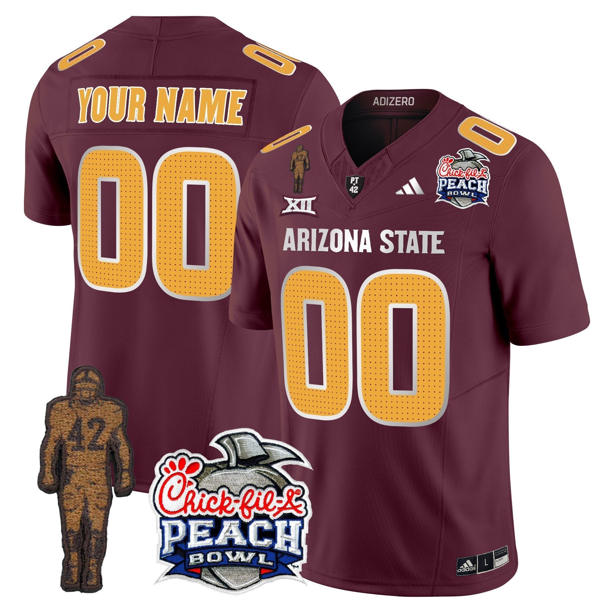 Custom Sun Devils Pat Tillman & Peach Bowl Patch Vapor Limited Jersey V2 - All Stitched