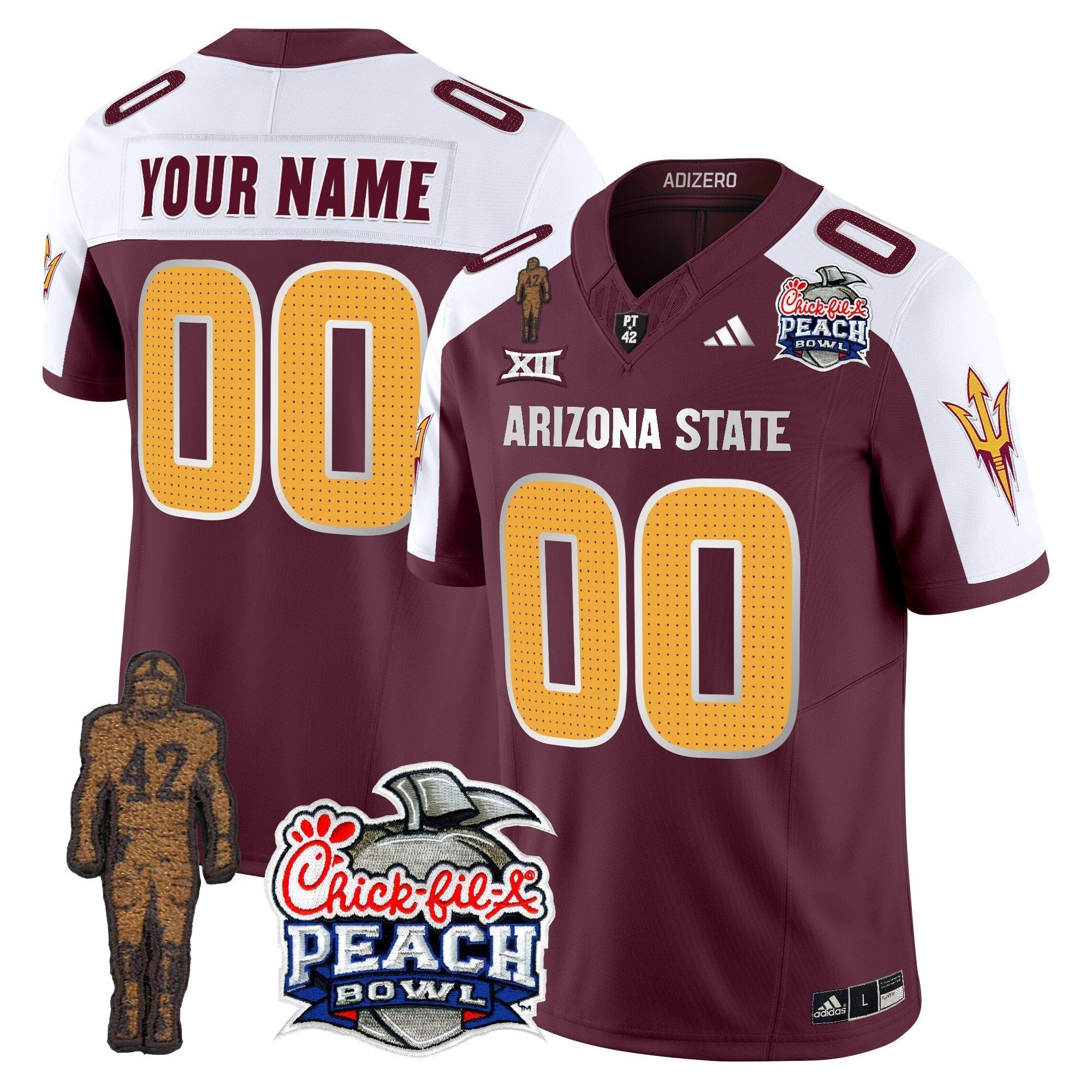 Custom Sun Devils Pat Tillman & Peach Bowl Patch Vapor Limited Jersey V2 - All Stitched