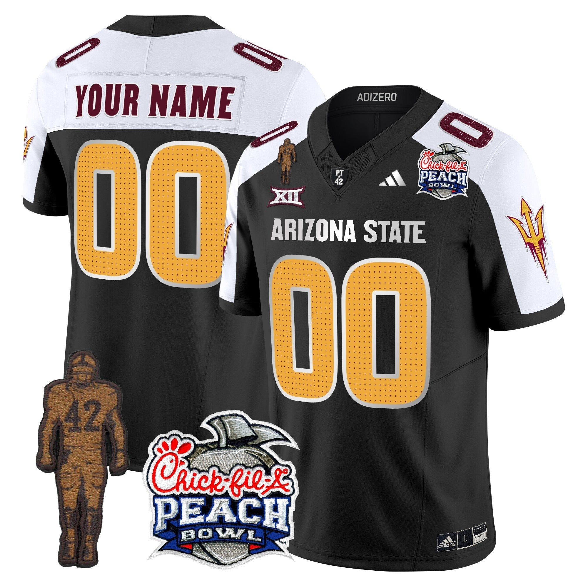 Custom Sun Devils Pat Tillman & Peach Bowl Patch Vapor Limited Jersey V2 - All Stitched