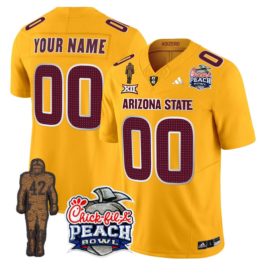 Custom Sun Devils Pat Tillman & Peach Bowl Patch Vapor Limited Jersey V2 - All Stitched
