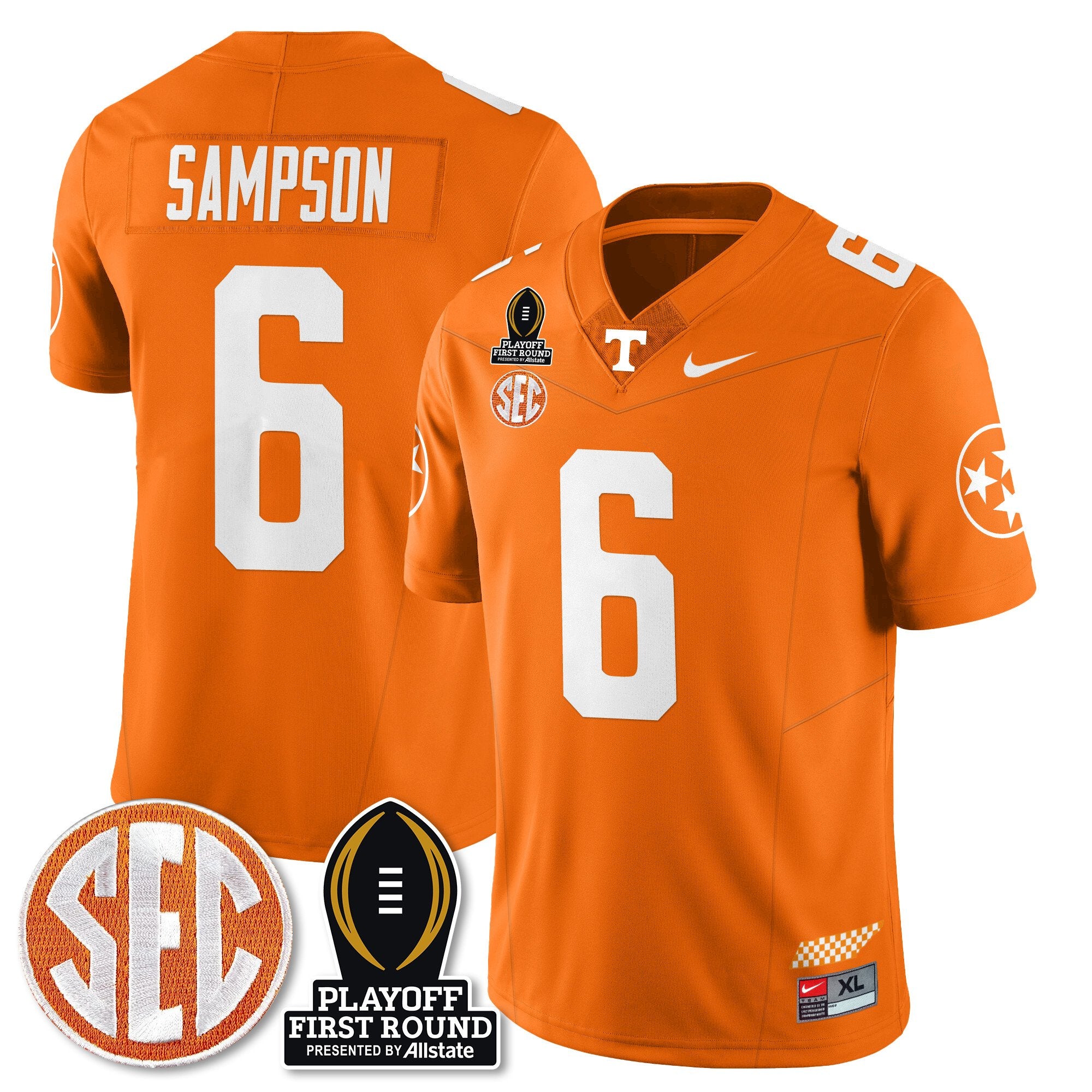 Men Tennessee Volunteers Football Jersey - Playoff First Round Patch - All Stitched