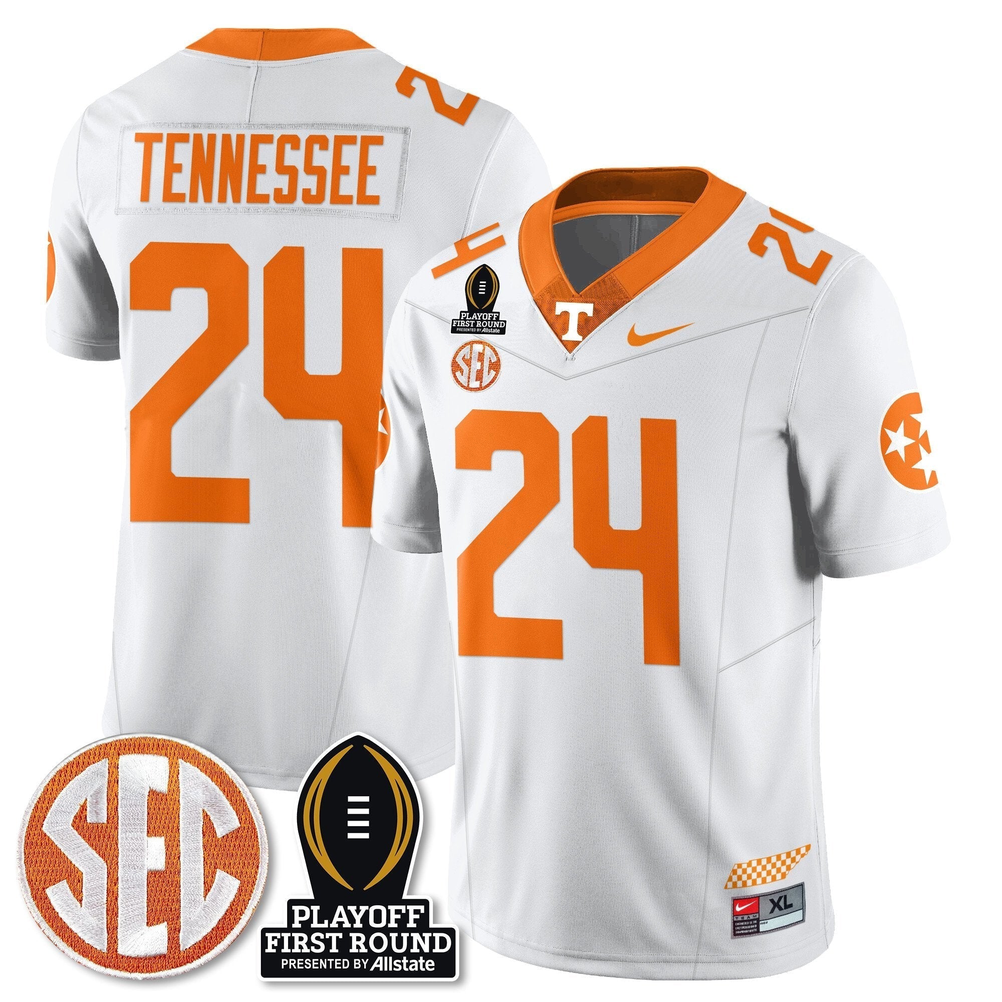 Men Tennessee Volunteers Football Jersey - Playoff First Round Patch - All Stitched