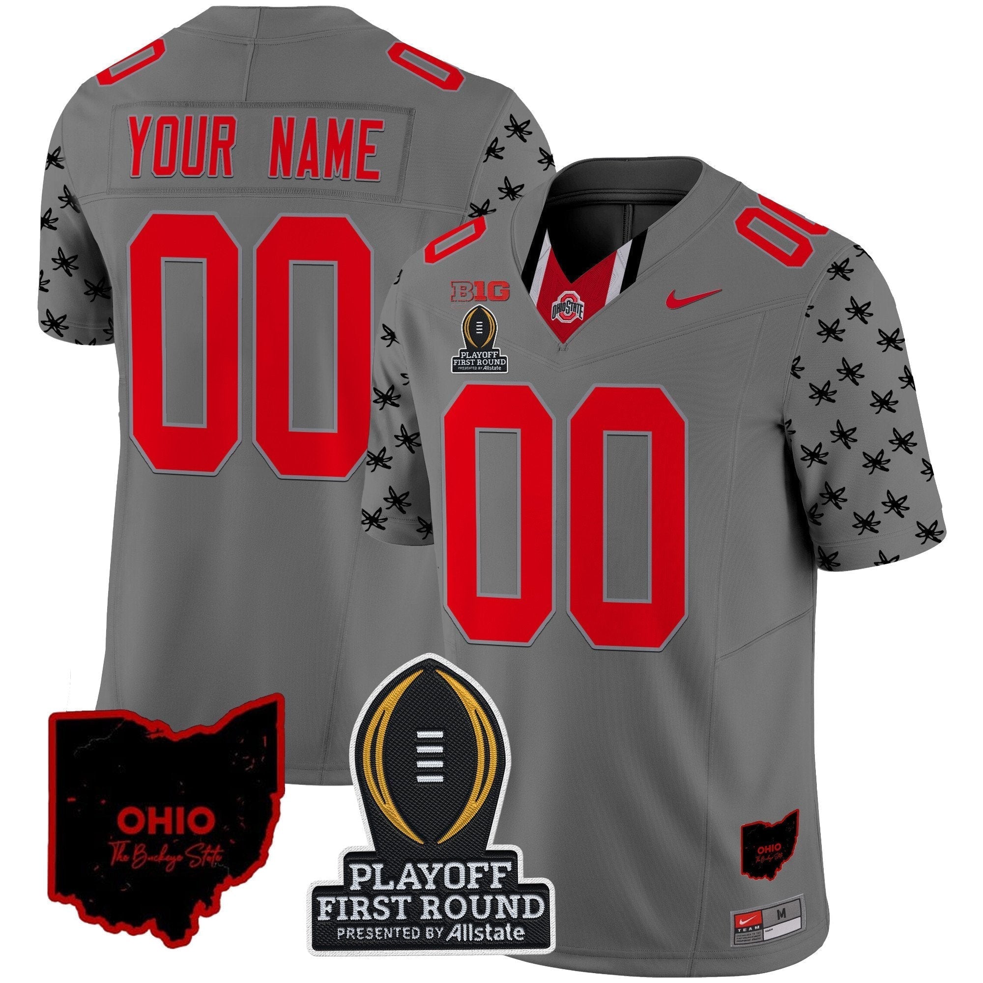 Custom Ohio State Buckeyes 2024 Playoff First Round Patch Vapor Limited Jersey - All Stitched