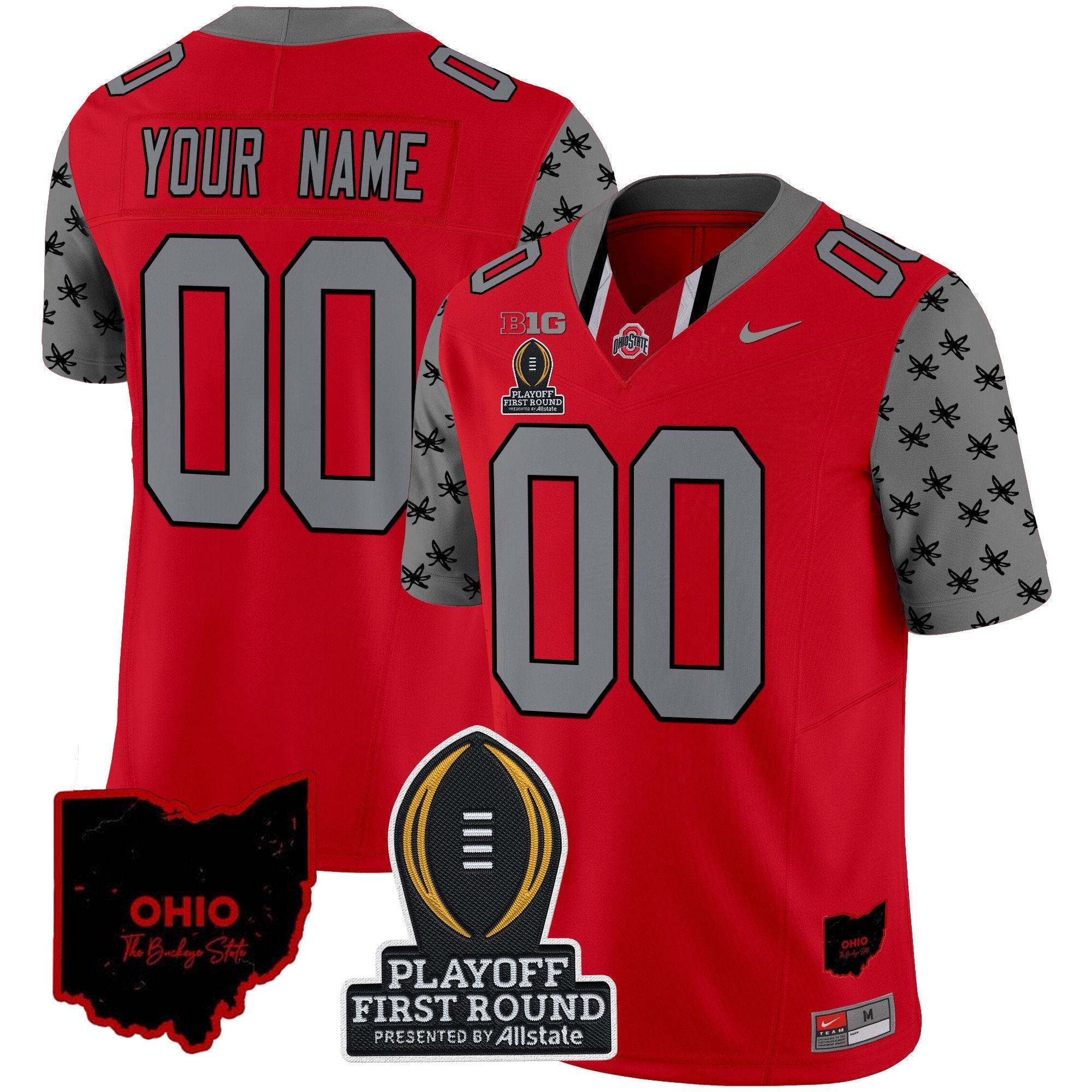Custom Ohio State Buckeyes 2024 Playoff First Round Patch Vapor Limited Jersey - All Stitched