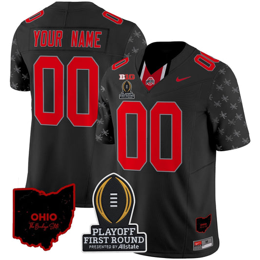 Custom Ohio State Buckeyes 2024 Playoff First Round Patch Vapor Limited Jersey - All Stitched