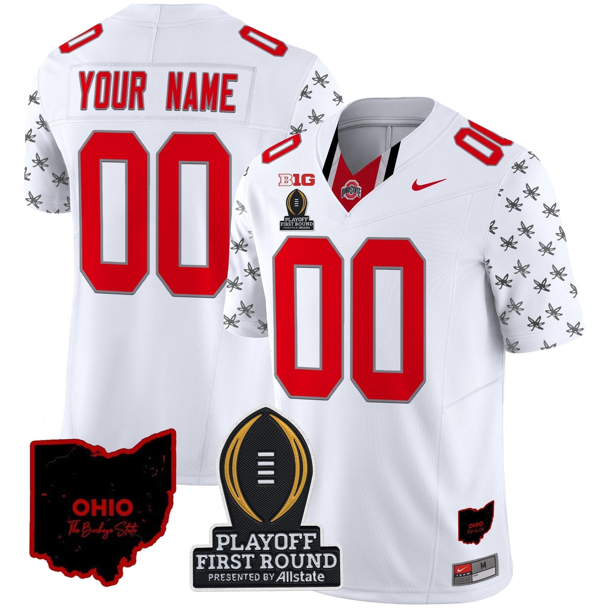 Custom Ohio State Buckeyes 2024 Playoff First Round Patch Vapor Limited Jersey - All Stitched