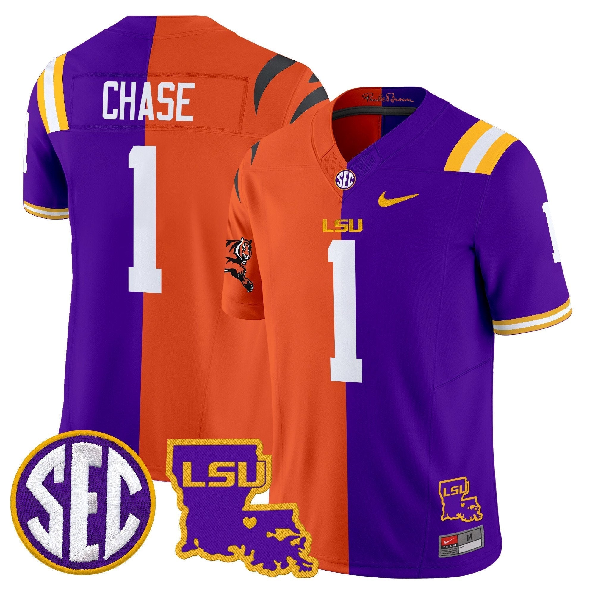 Men LSU Tiger Split Vapor Limited Jersey - All Stitched