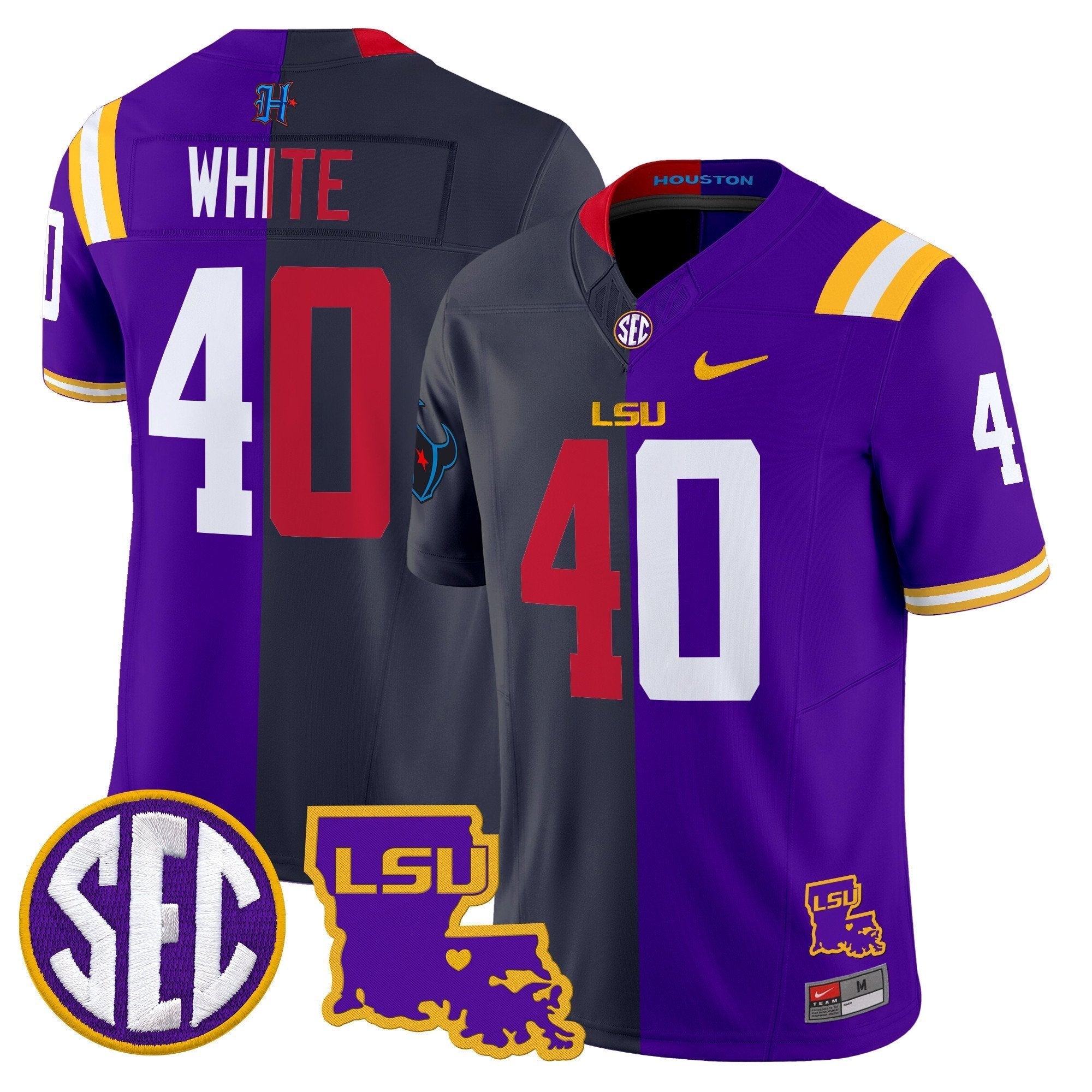 Men LSU Tiger Split Vapor Limited Jersey - All Stitched