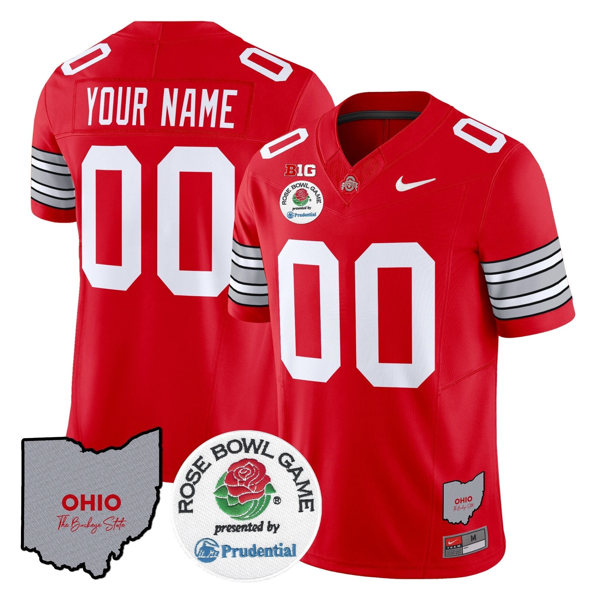 Custom Ohio State Buckeyes 'Heritage Stripe' Rose Bowl Vapor Limited Jersey - All Stitched