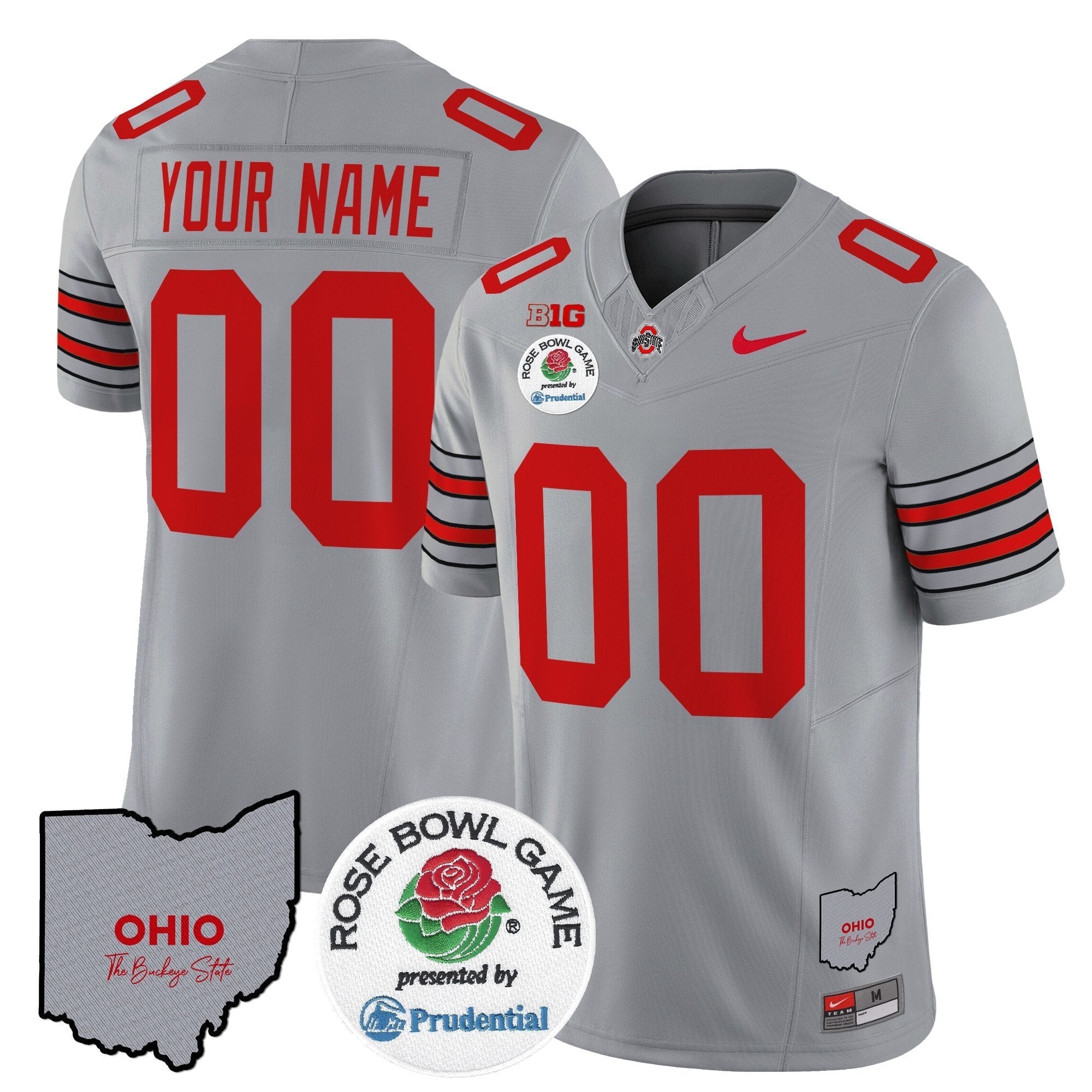 Custom Ohio State Buckeyes 'Heritage Stripe' Rose Bowl Vapor Limited Jersey - All Stitched