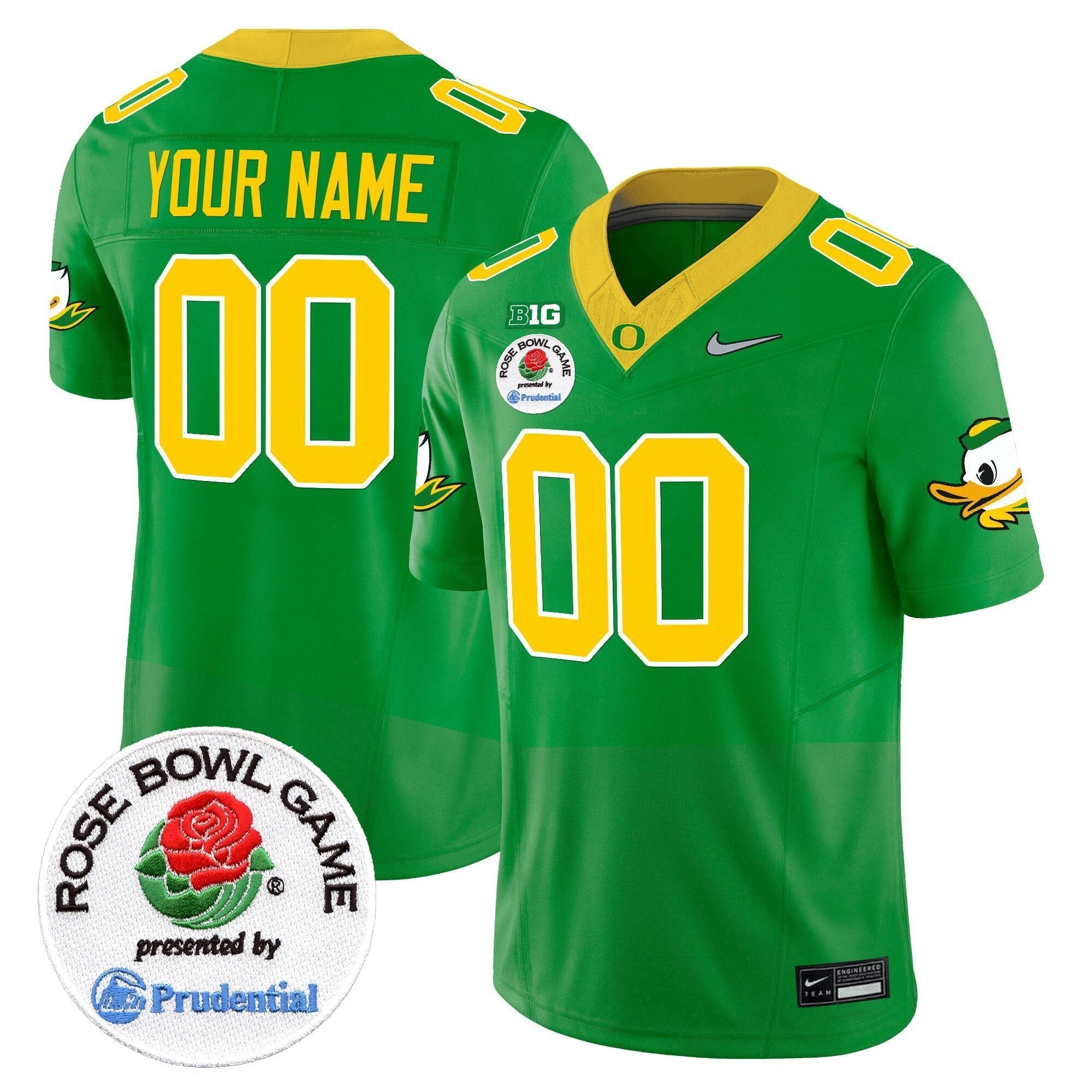 Custom Oregon Ducks Rose Bowl Patch Vapor Limited Jersey V2 - All Stitched