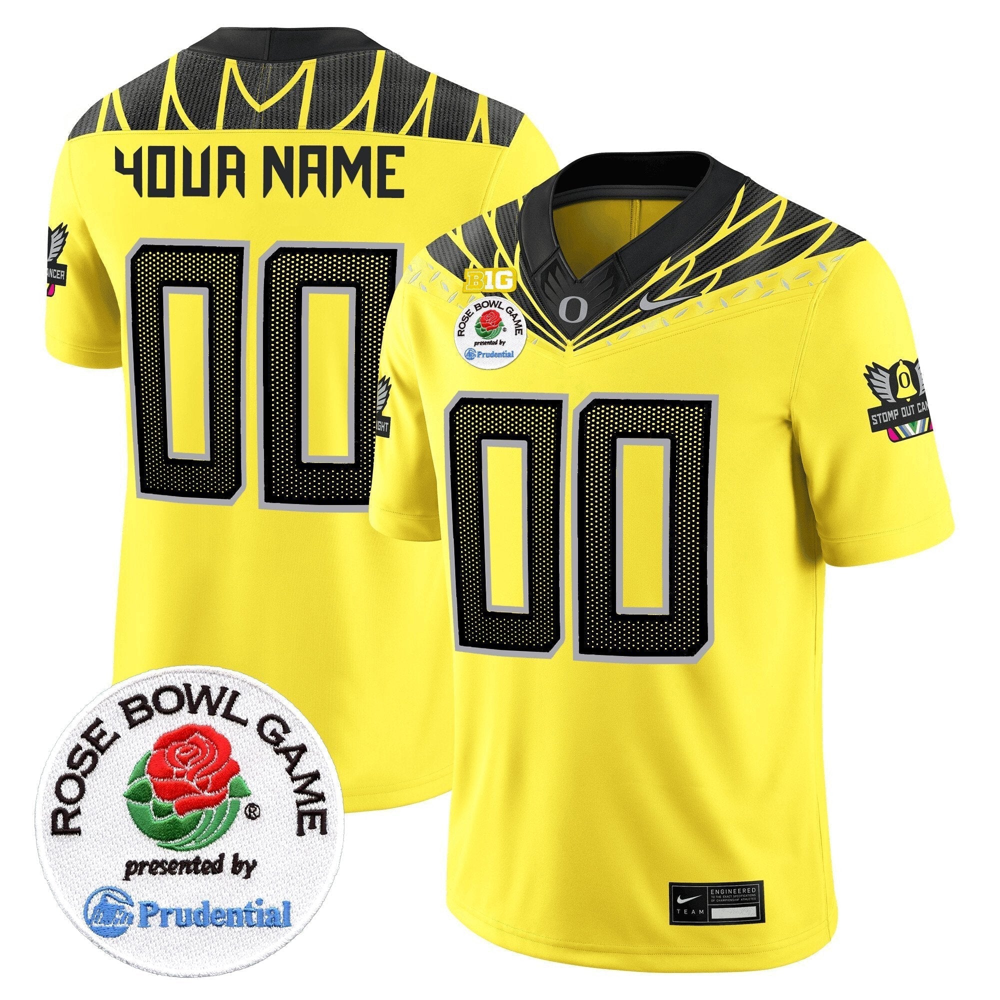 Custom Oregon Ducks Rose Bowl Patch Vapor Limited Jersey V2 - All Stitched