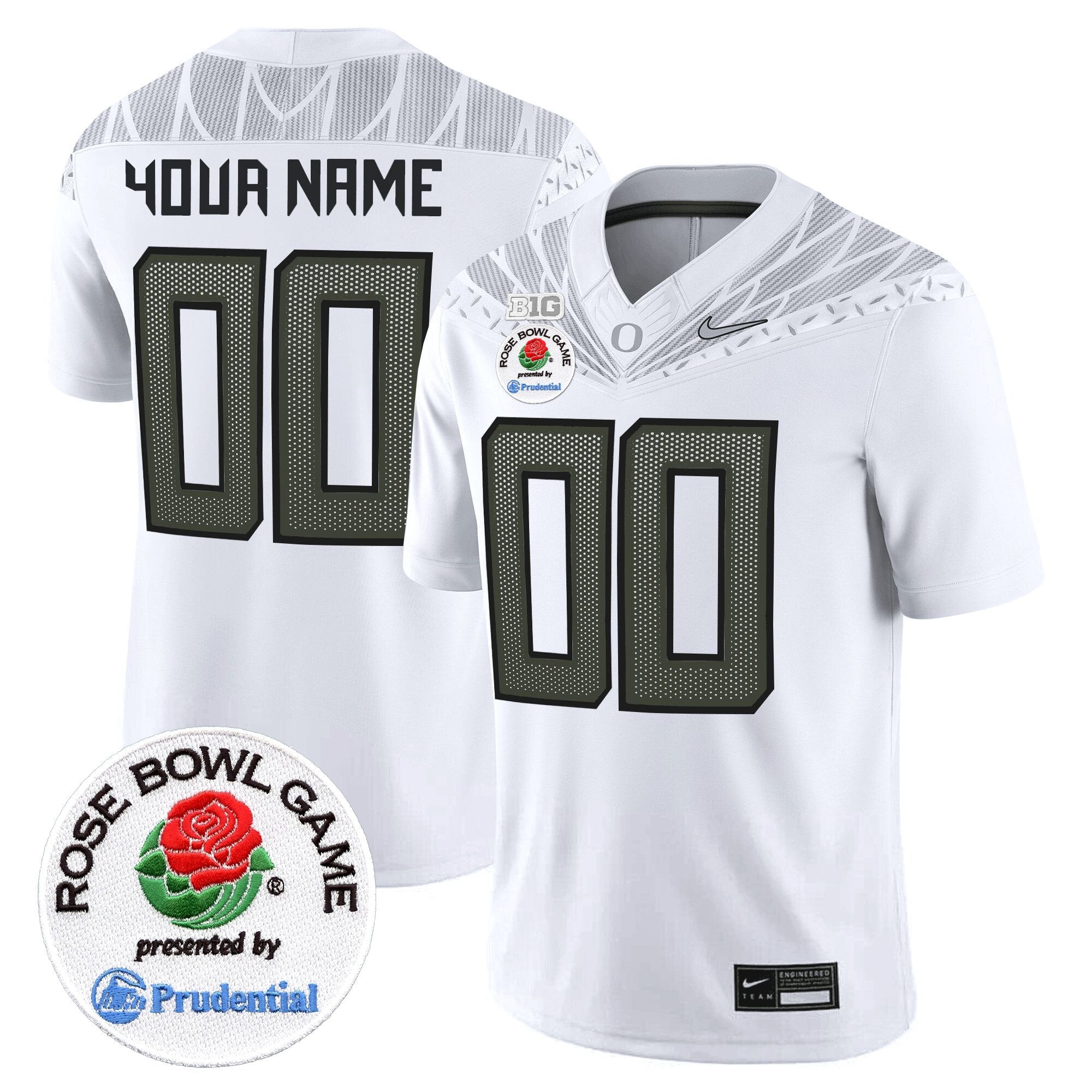 Custom Oregon Ducks Rose Bowl Patch Vapor Limited Jersey V2 - All Stitched