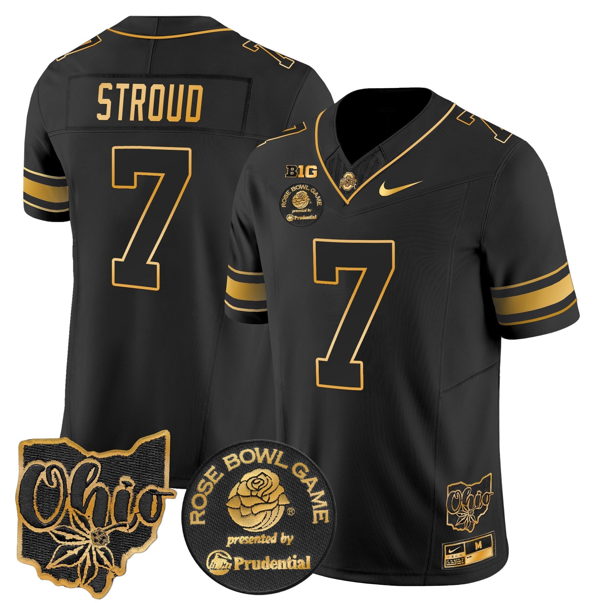 Men Ohio State Buckeyes Rose Bowl Gold Vapor Limited Jersey - All Stitched