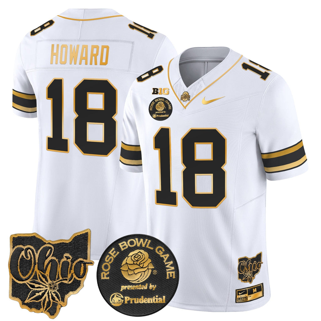 Men Ohio State Buckeyes Rose Bowl Gold Vapor Limited Jersey - All Stitched