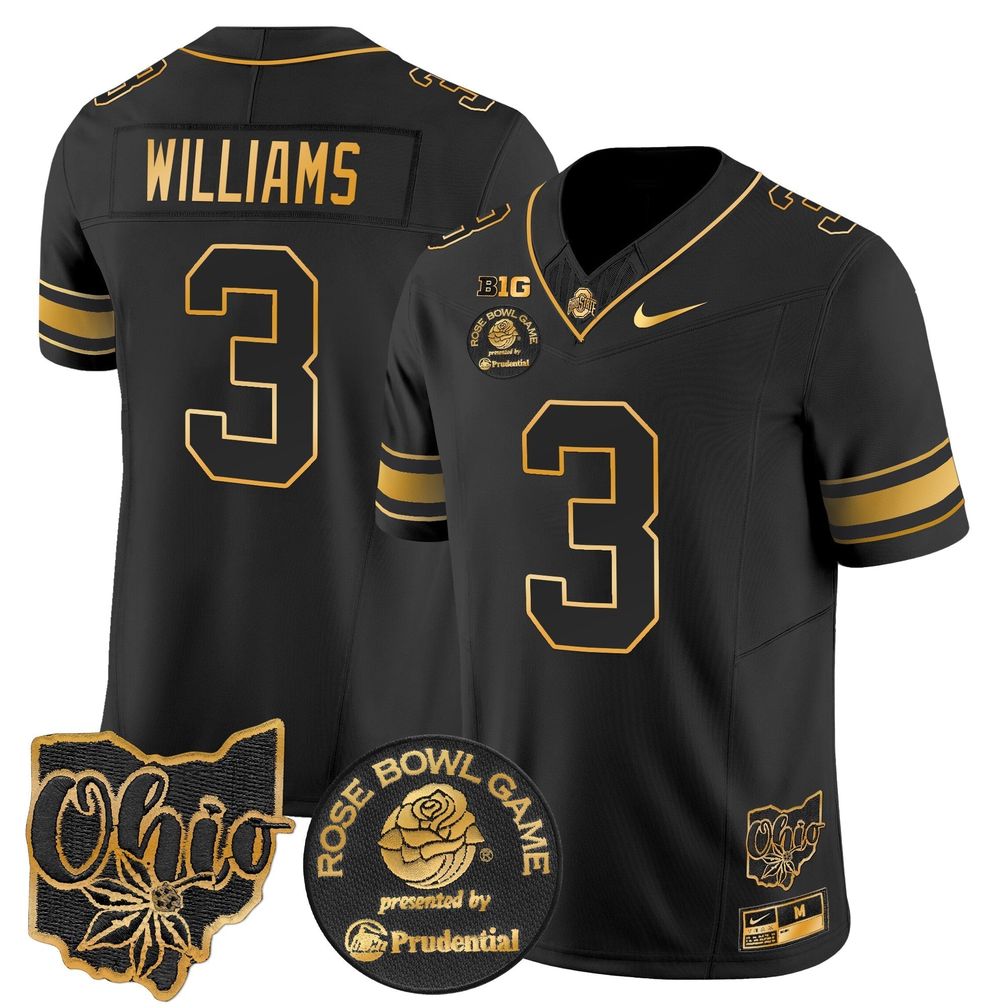Men Ohio State Buckeyes Rose Bowl Gold Vapor Limited Jersey - All Stitched