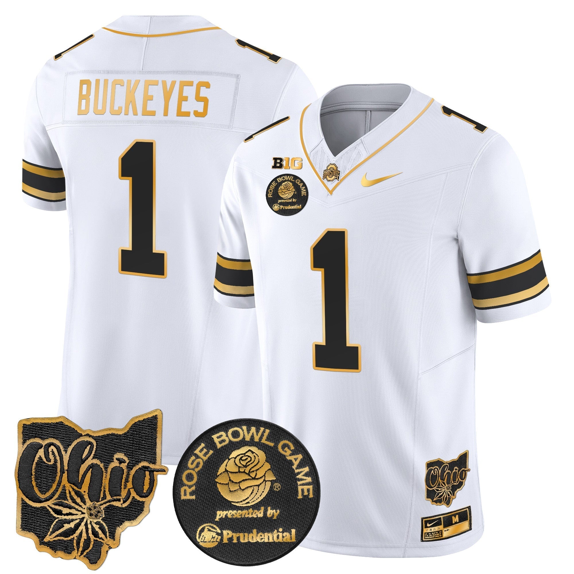 Men Ohio State Buckeyes Rose Bowl Gold Vapor Limited Jersey - All Stitched