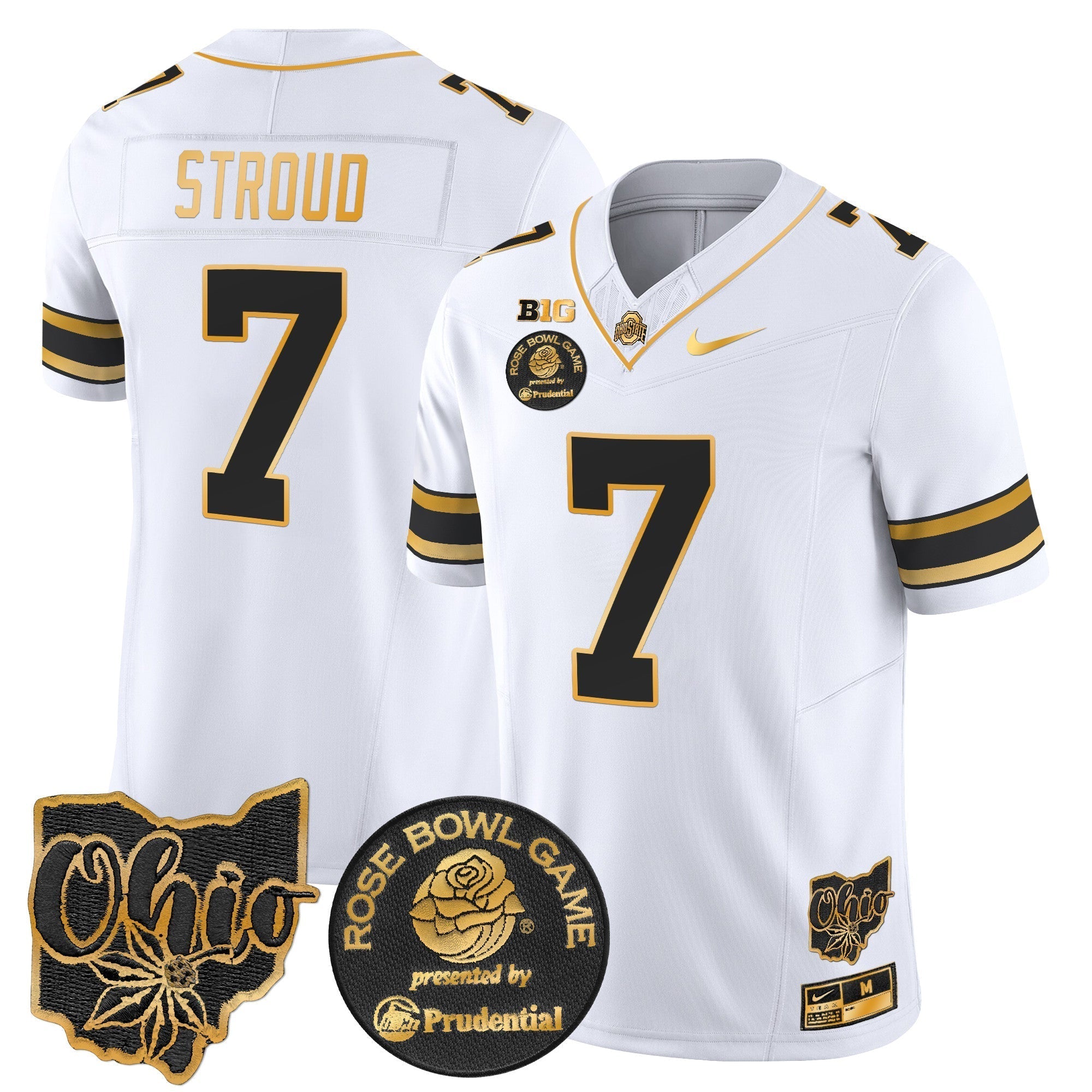 Men Ohio State Buckeyes Rose Bowl Gold Vapor Limited Jersey - All Stitched