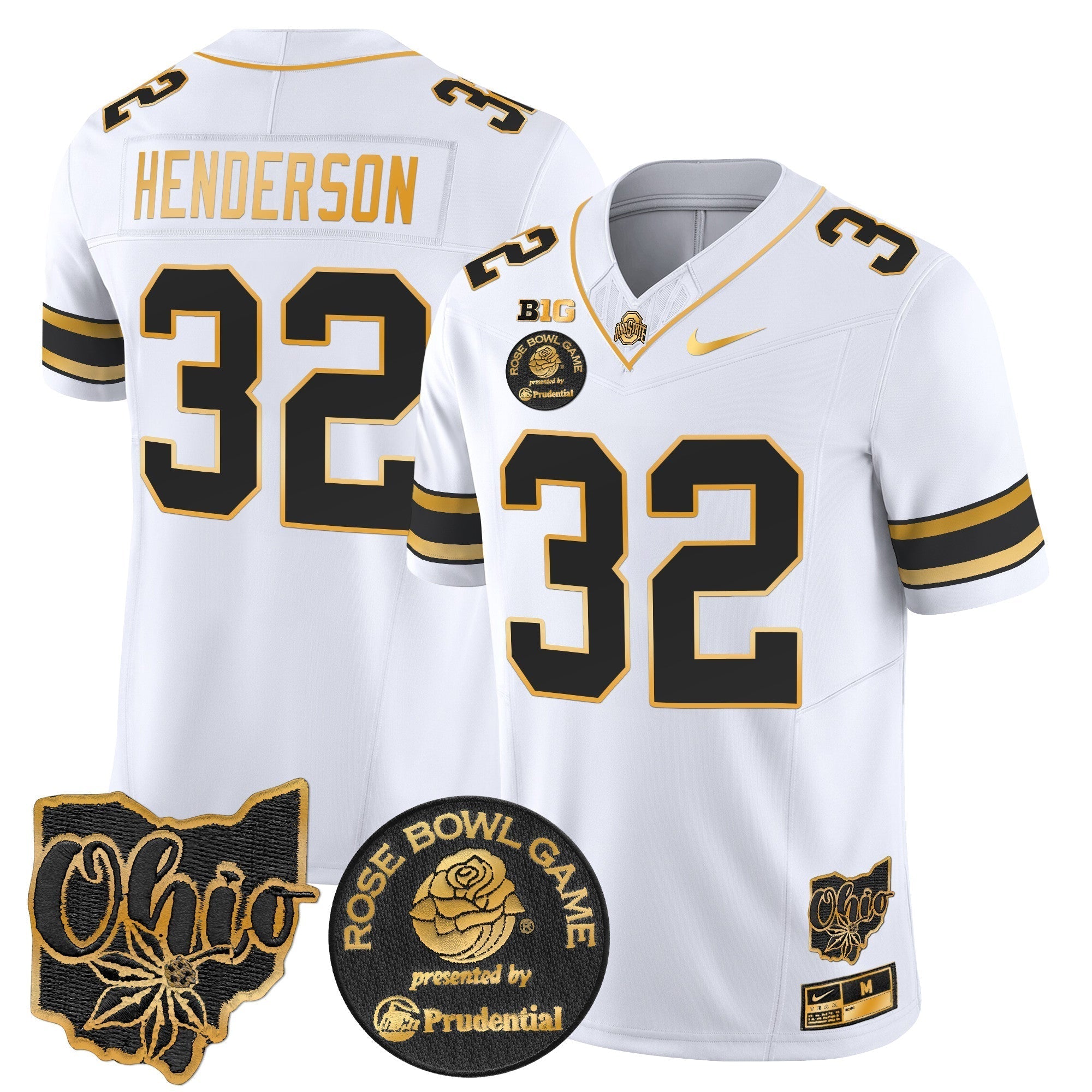 Men Ohio State Buckeyes Rose Bowl Gold Vapor Limited Jersey - All Stitched