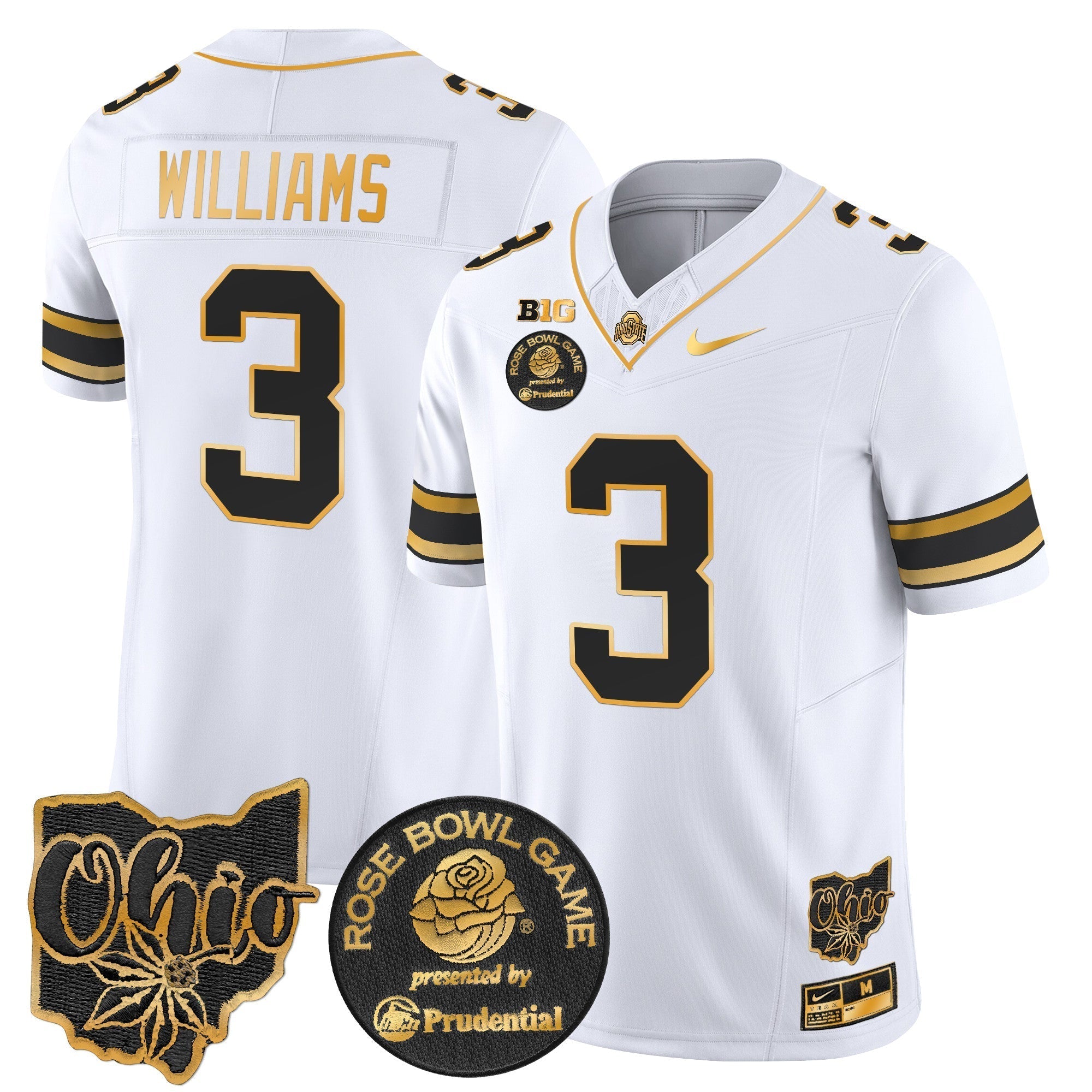 Men Ohio State Buckeyes Rose Bowl Gold Vapor Limited Jersey - All Stitched