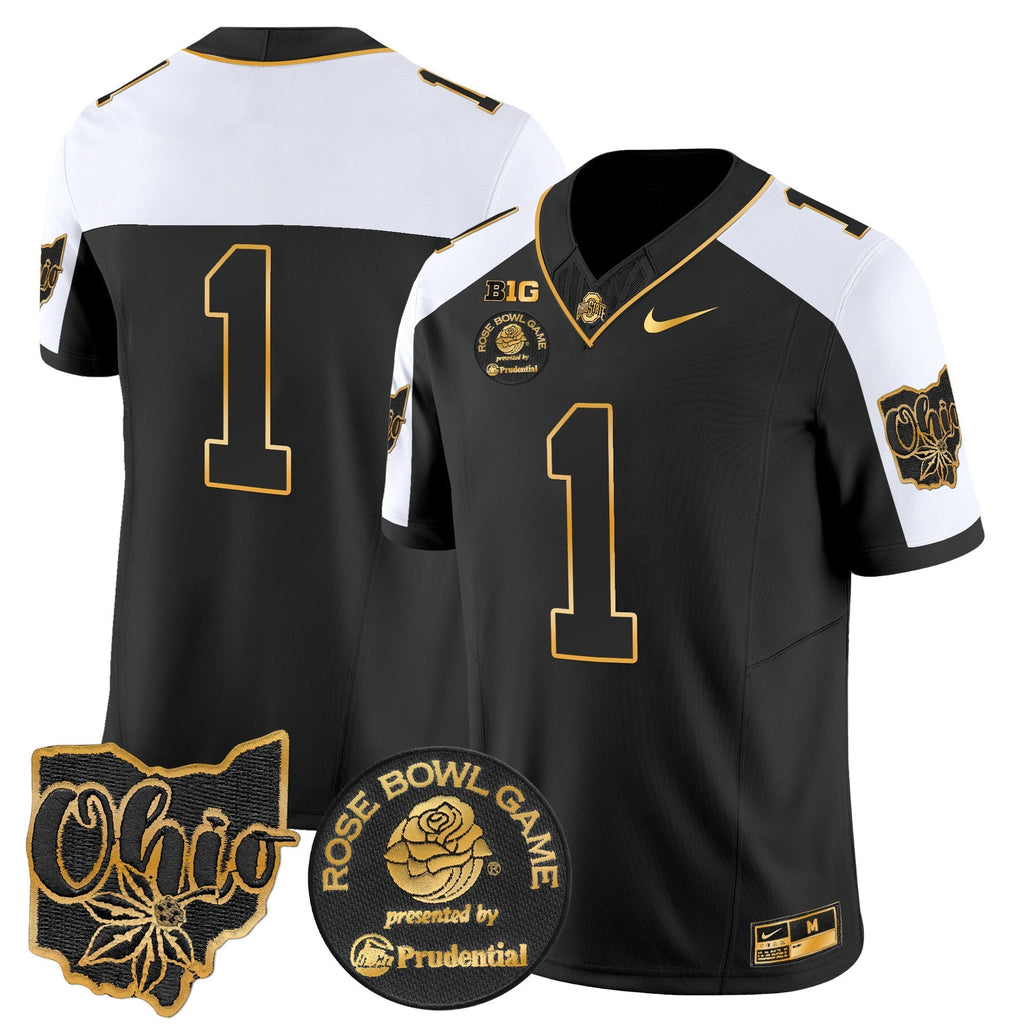 Men Ohio State Buckeyes Rose Bowl Gold Vapor Limited Jersey - All Stitched