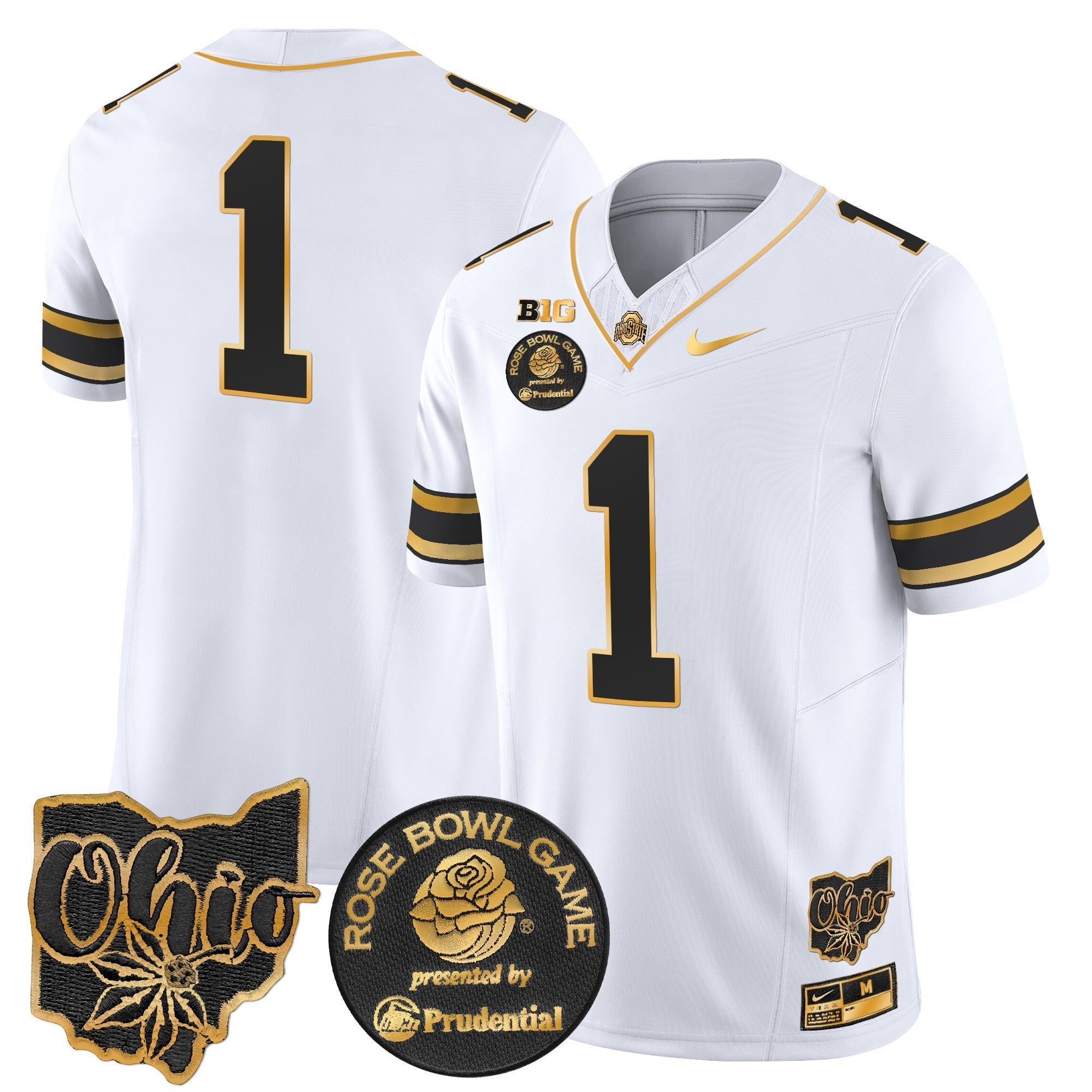 Men Ohio State Buckeyes Rose Bowl Gold Vapor Limited Jersey - All Stitched