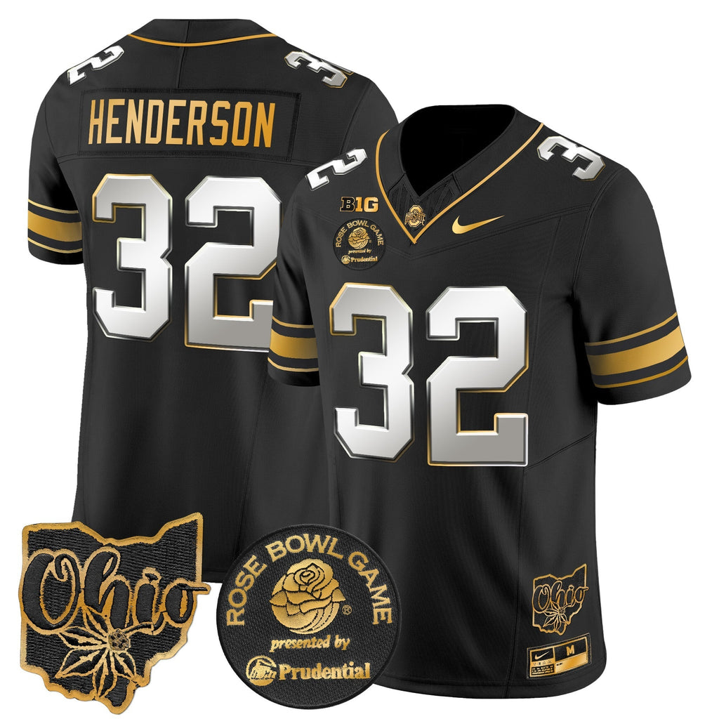 Men Ohio State Buckeyes Rose Bowl Gold Vapor Limited Jersey - All Stitched