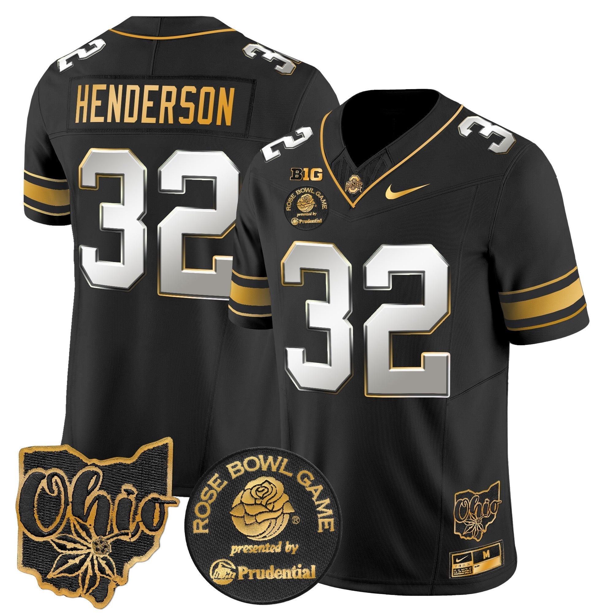 Men Ohio State Buckeyes Rose Bowl Gold Vapor Limited Jersey - All Stitched
