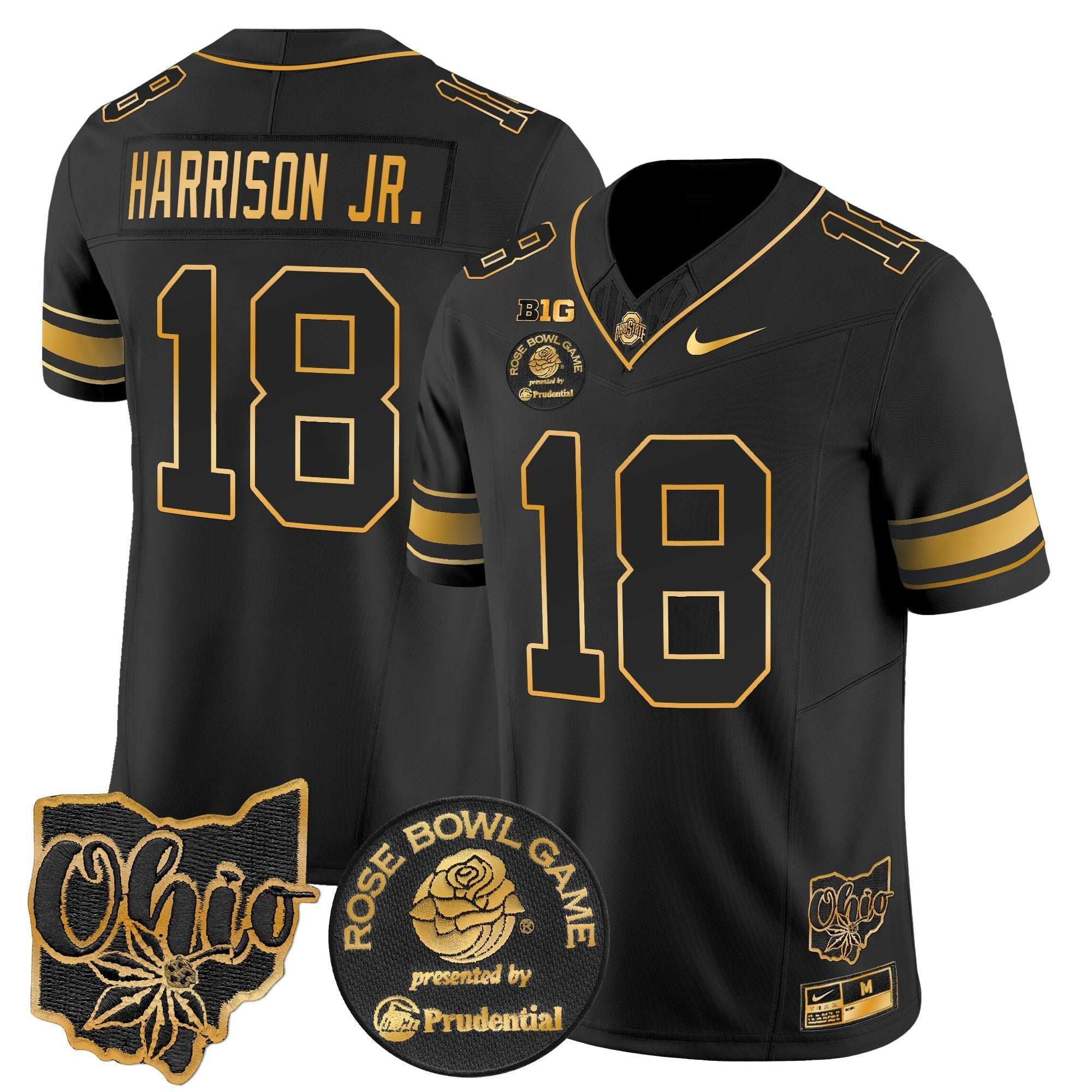 Men Ohio State Buckeyes Rose Bowl Gold Vapor Limited Jersey - All Stitched